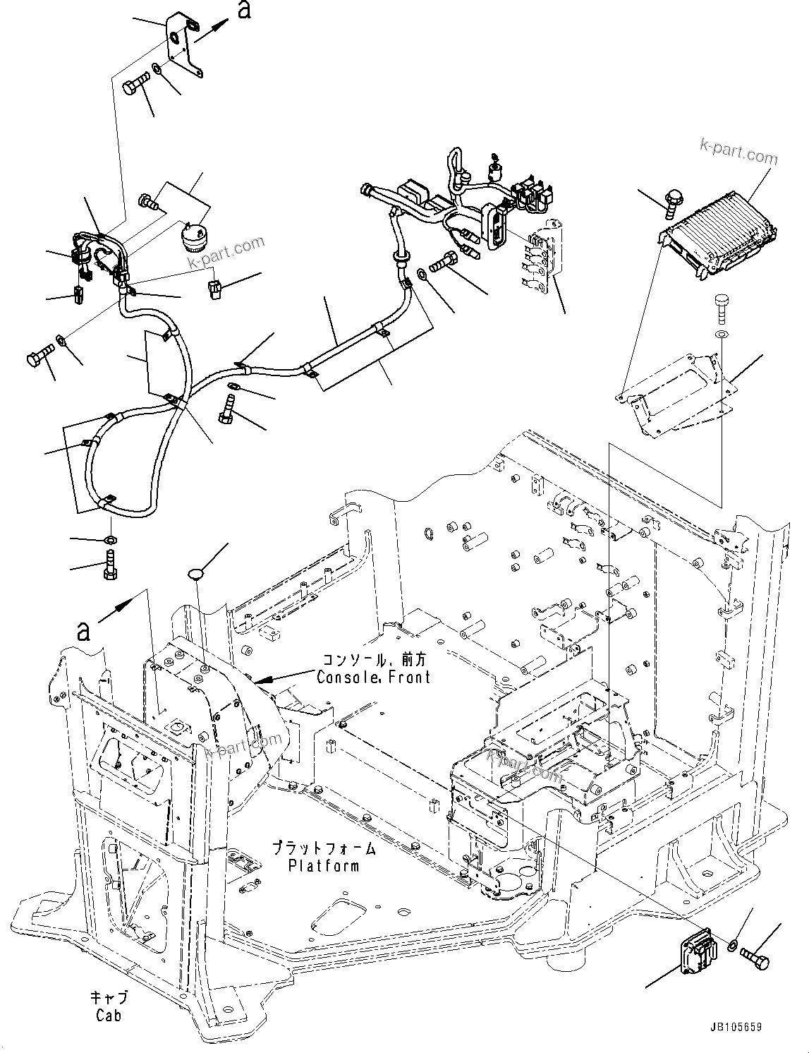 Komatsu parts book diagram for GD955-7M0 S/N 31001-UP: FLOOR, MONITOR AND CONTROLLER (WITHOUT KOMVISION)(#30001-)