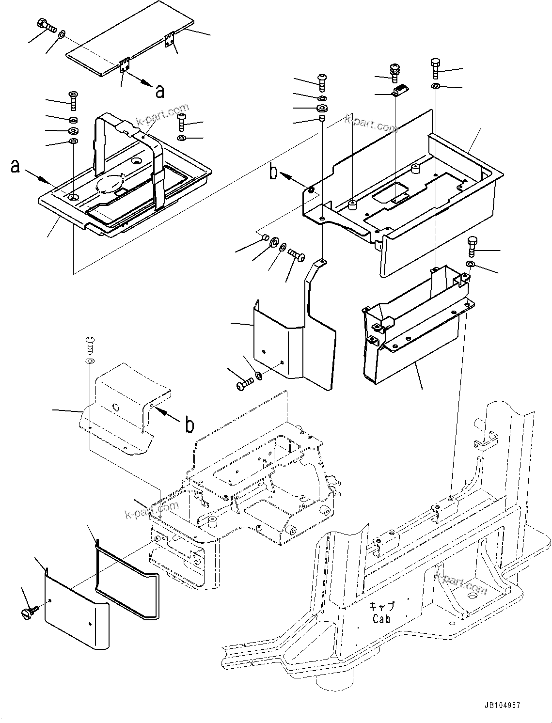 Komatsu parts book diagram for GD955-7M0 S/N 31001-UP: FLOOR, COVER, L.H.(#30001-)
