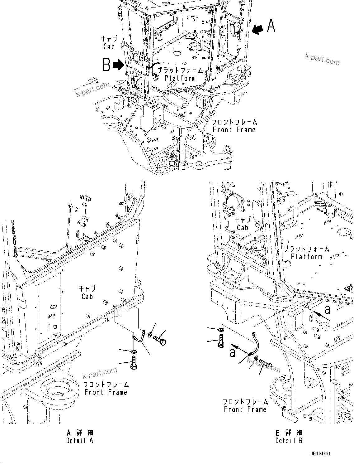 Komatsu parts book diagram for GD955-7M0 S/N 31001-UP: FLOOR, GROUND CABLE(#30001-)