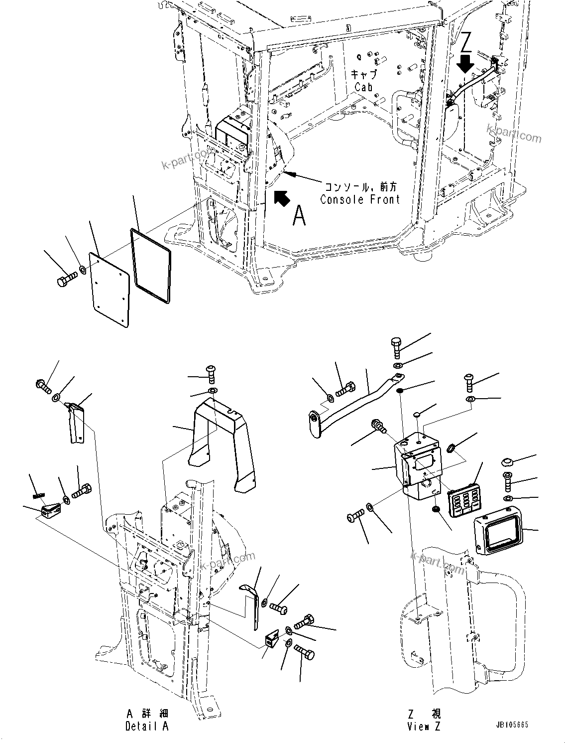 Komatsu parts book diagram for GD955-7M0 S/N 31001-UP: FLOOR, HANDRAIL(#30001-)
