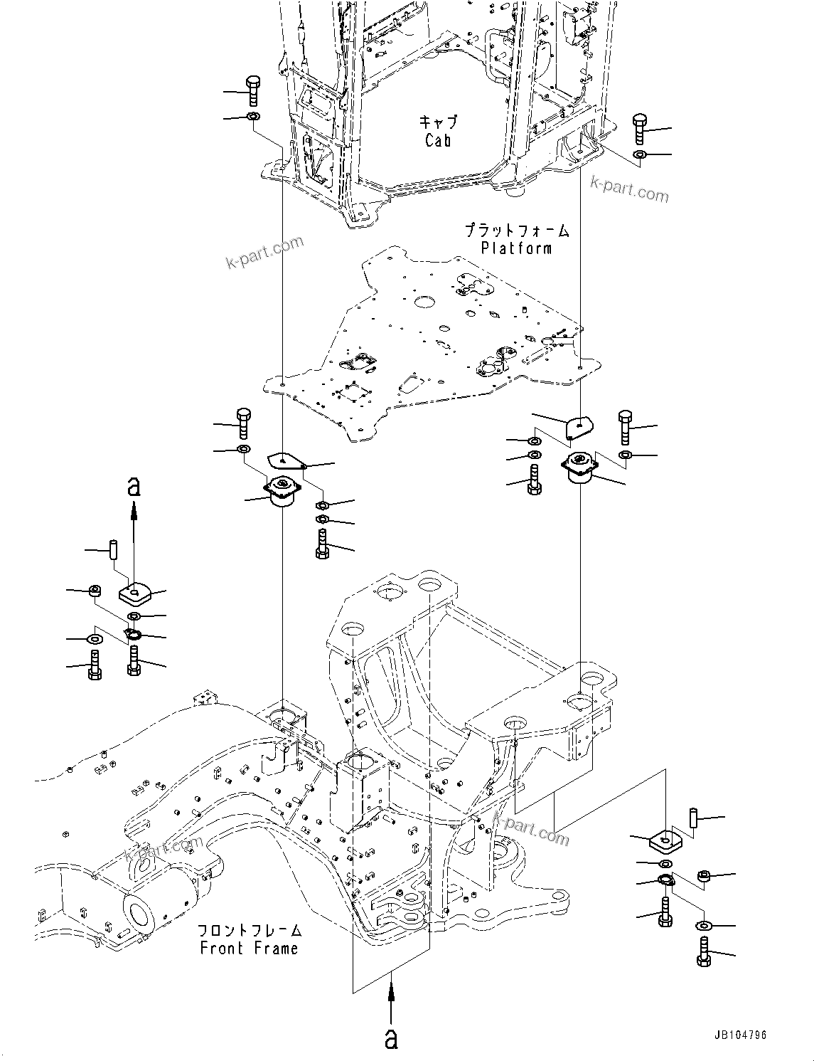 Komatsu parts book diagram for GD955-7M0 S/N 31001-UP: FLOOR MOUNTING, (#30001-)