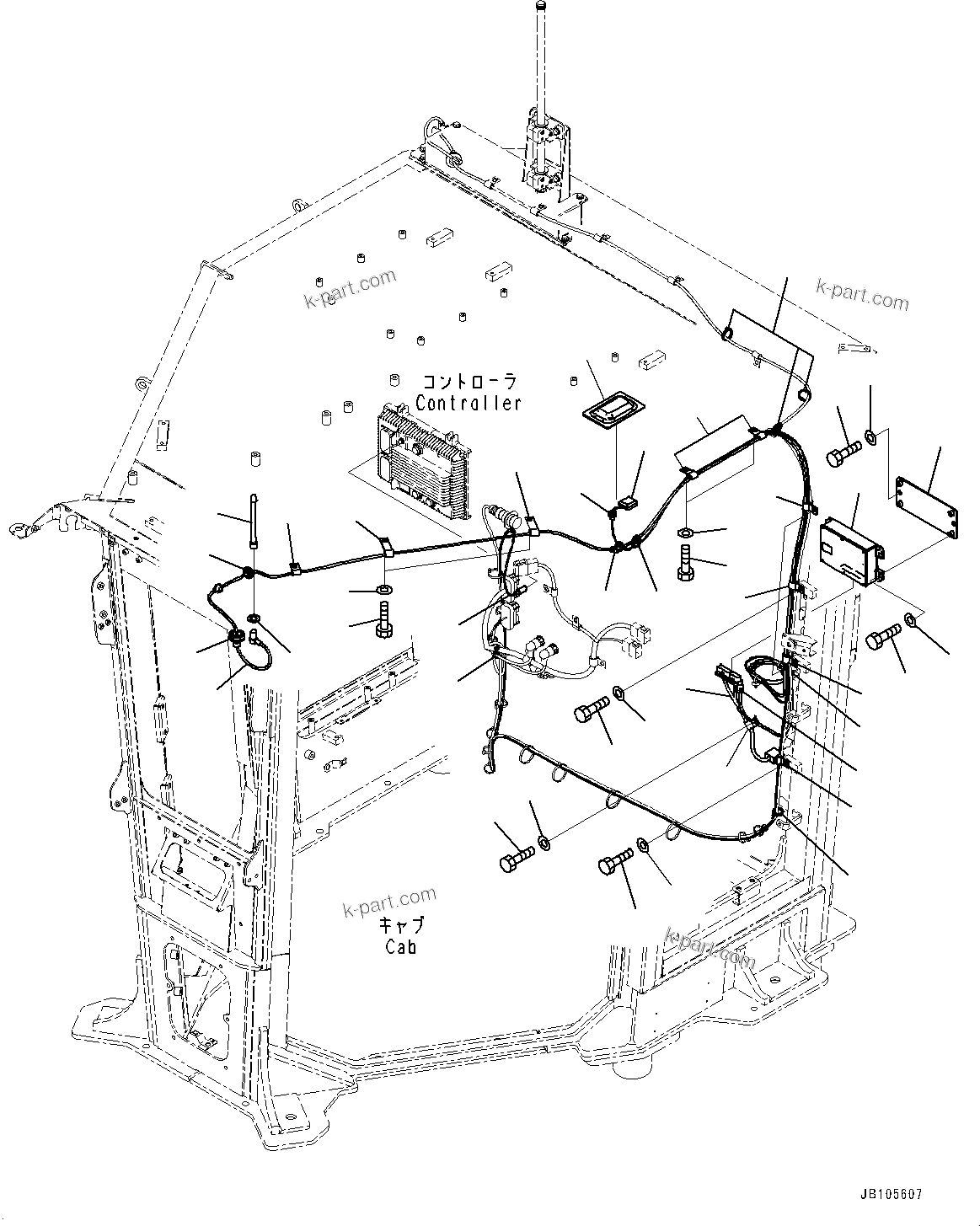 Komatsu parts book diagram for GD955-7M0 S/N 31001-UP: KOMTRAX CONTROLLER, (1/2) (WITH KOMTRAX, WITH ORBCOMM AND WI-FI ANTENNA)(#30001-)