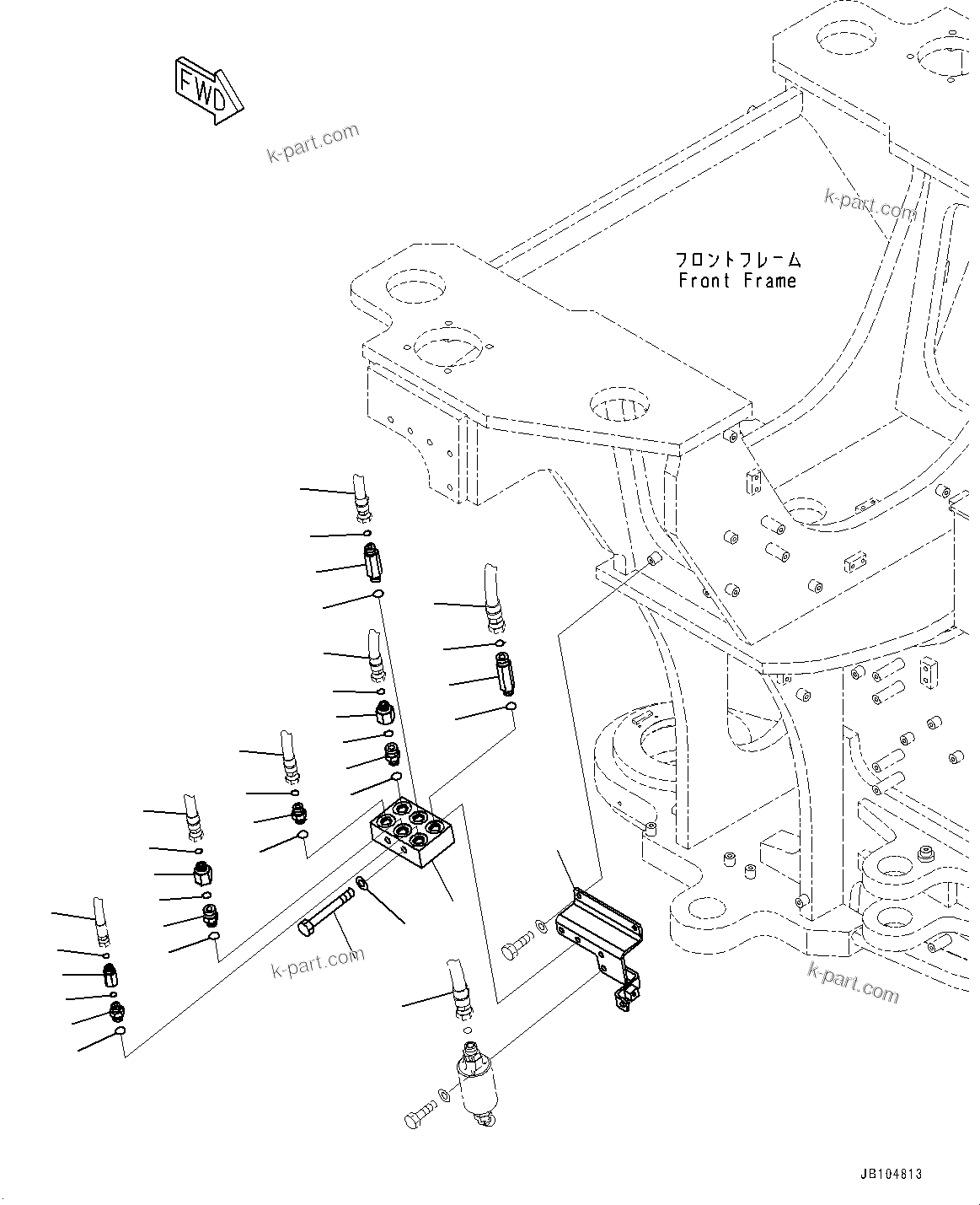 Komatsu parts book diagram for GD955-7M0 S/N 31001-UP: BRAKE PIPING, BLOCK (1/3)(#30001-)