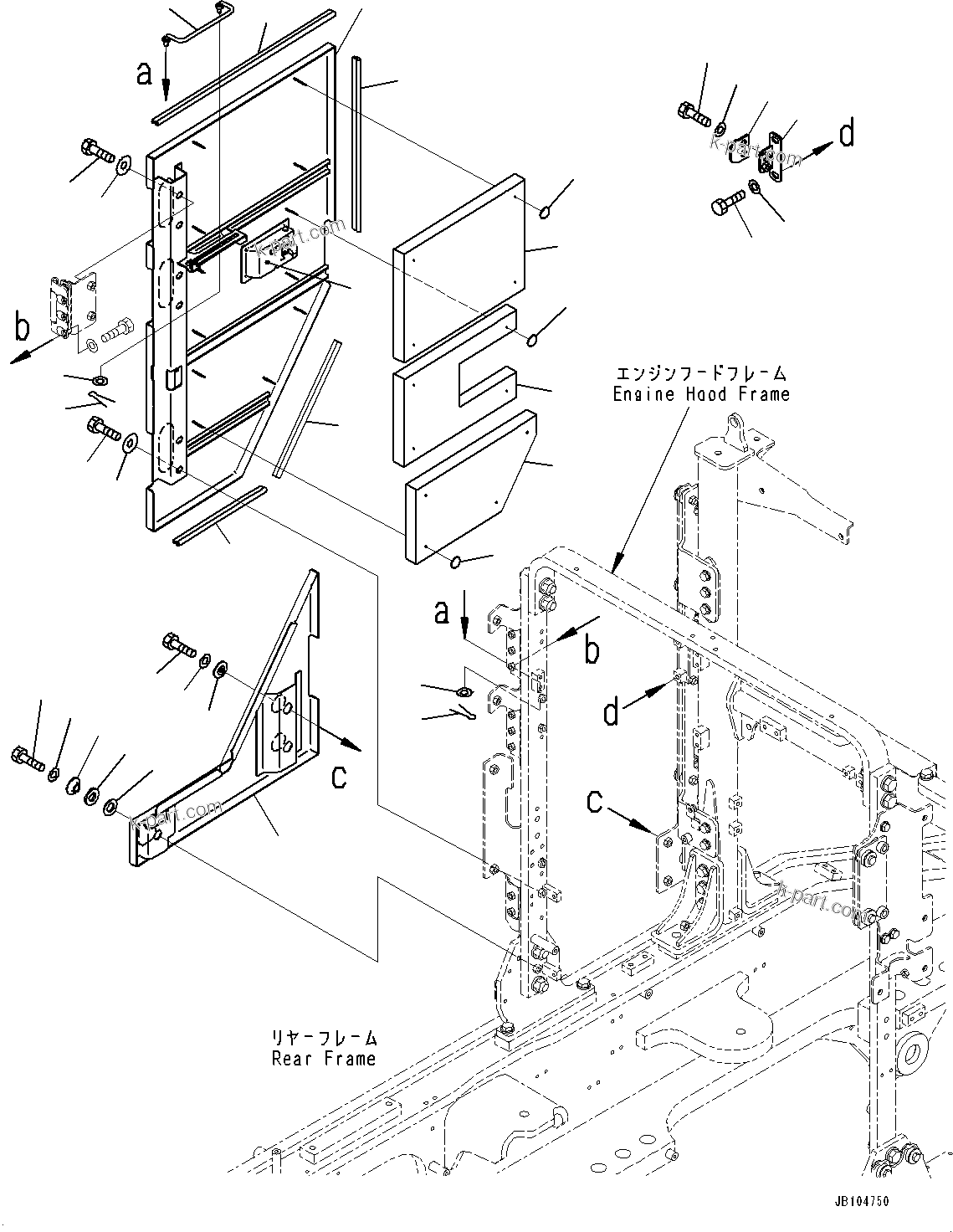 Komatsu parts book diagram for GD955-7M0 S/N 31001-UP: ENGINE HOOD, SIDE DOOR, R.H. (1/3)(#30001-)