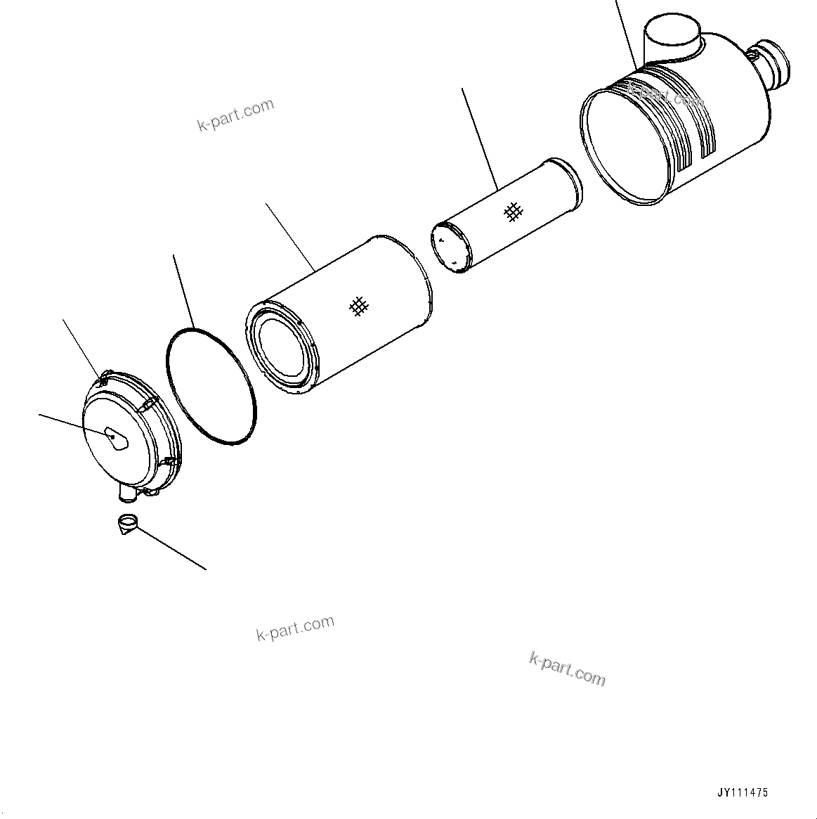 Komatsu parts book diagram for GD955-7M0 S/N 31001-UP: ENGINE HOOD, INNER PARTS, AIR CLEANER(#30001-)