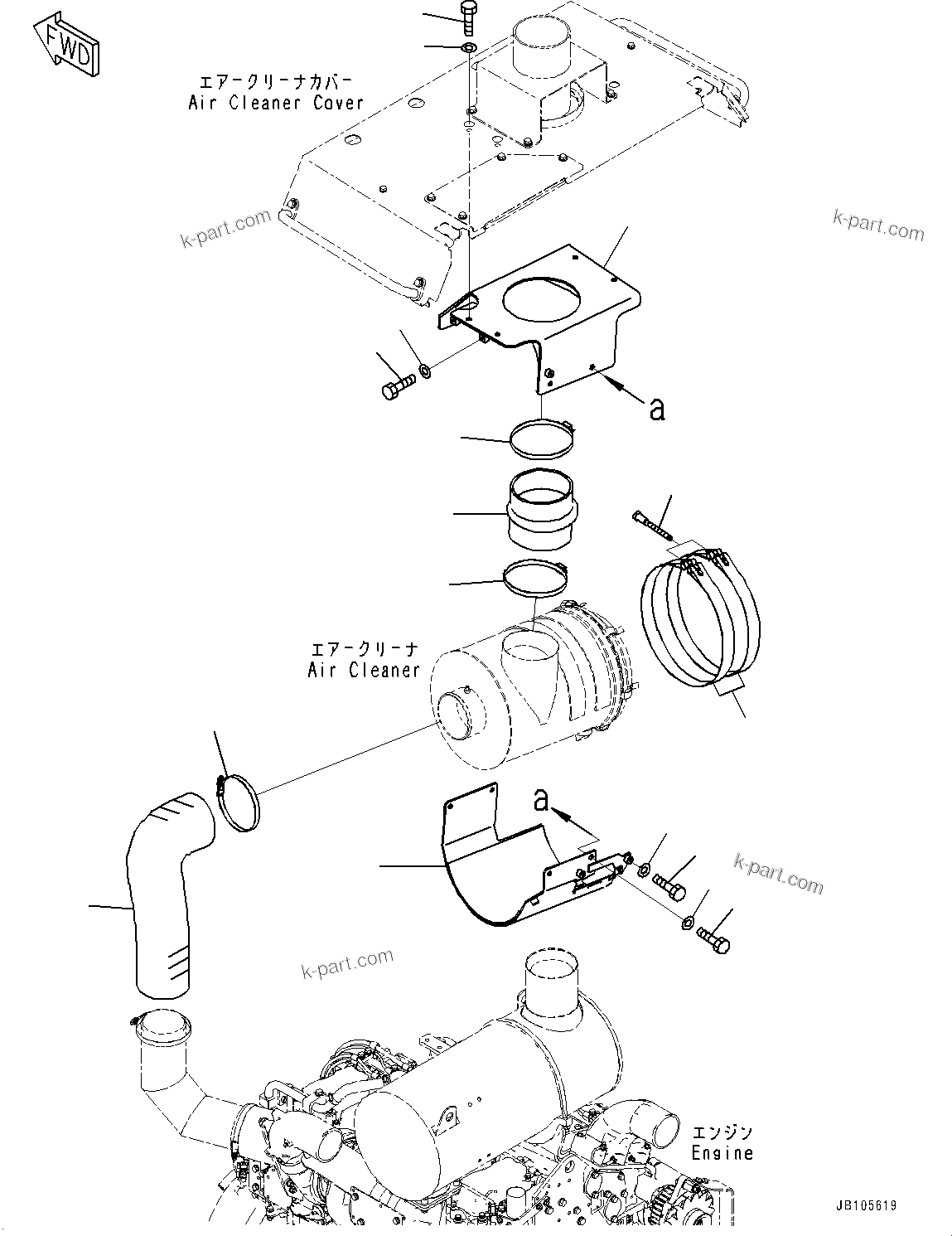 Komatsu parts book diagram for GD955-7M0 S/N 31001-UP: ENGINE HOOD, AIR CLEANER MOUNTING(#30001-)