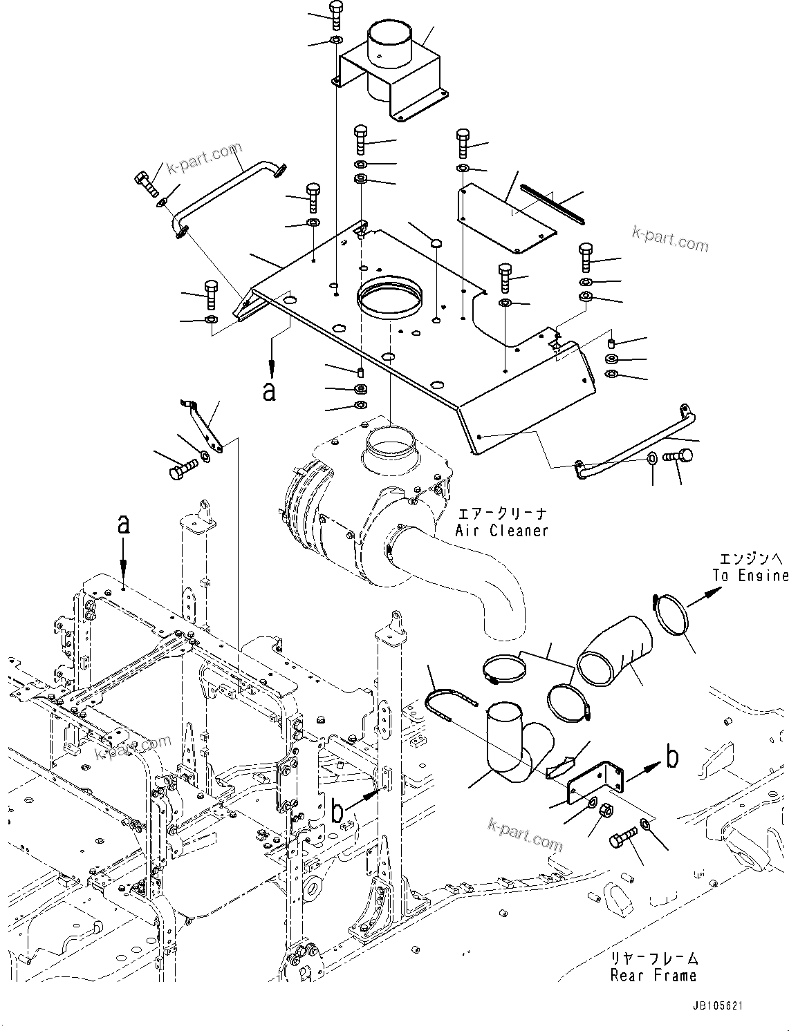 Komatsu parts book diagram for GD955-7M0 S/N 31001-UP: ENGINE HOOD, AIR CLEANER RELATED PARTS(#30001-)