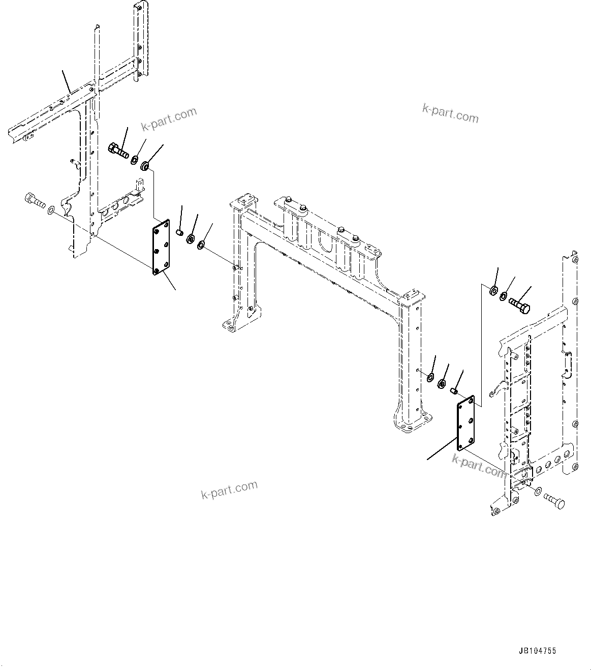 Komatsu parts book diagram for GD955-7M0 S/N 31001-UP: ENGINE HOOD, MOUNTING PARTS(#30001-)