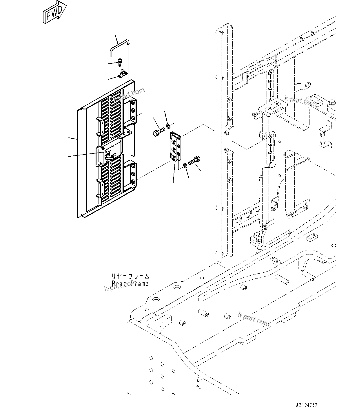 Komatsu parts book diagram for GD955-7M0 S/N 31001-UP: ENGINE HOOD, SIDE DOOR, L.H.(#30001-)