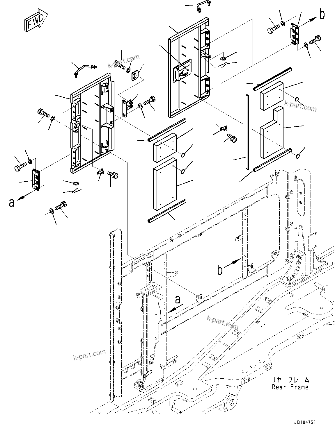 Komatsu parts book diagram for GD955-7M0 S/N 31001-UP: ENGINE HOOD, COVER, L.H. (3/4)(#30001-)