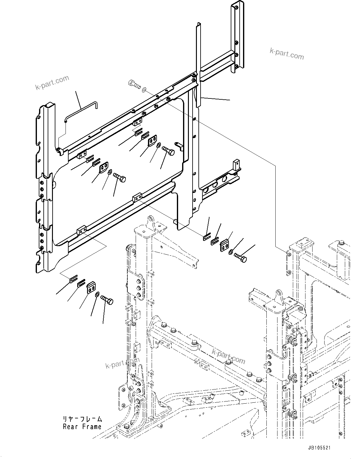 Komatsu parts book diagram for GD955-7M0 S/N 31001-UP: ENGINE HOOD, FRAME R.H.(#30001-)