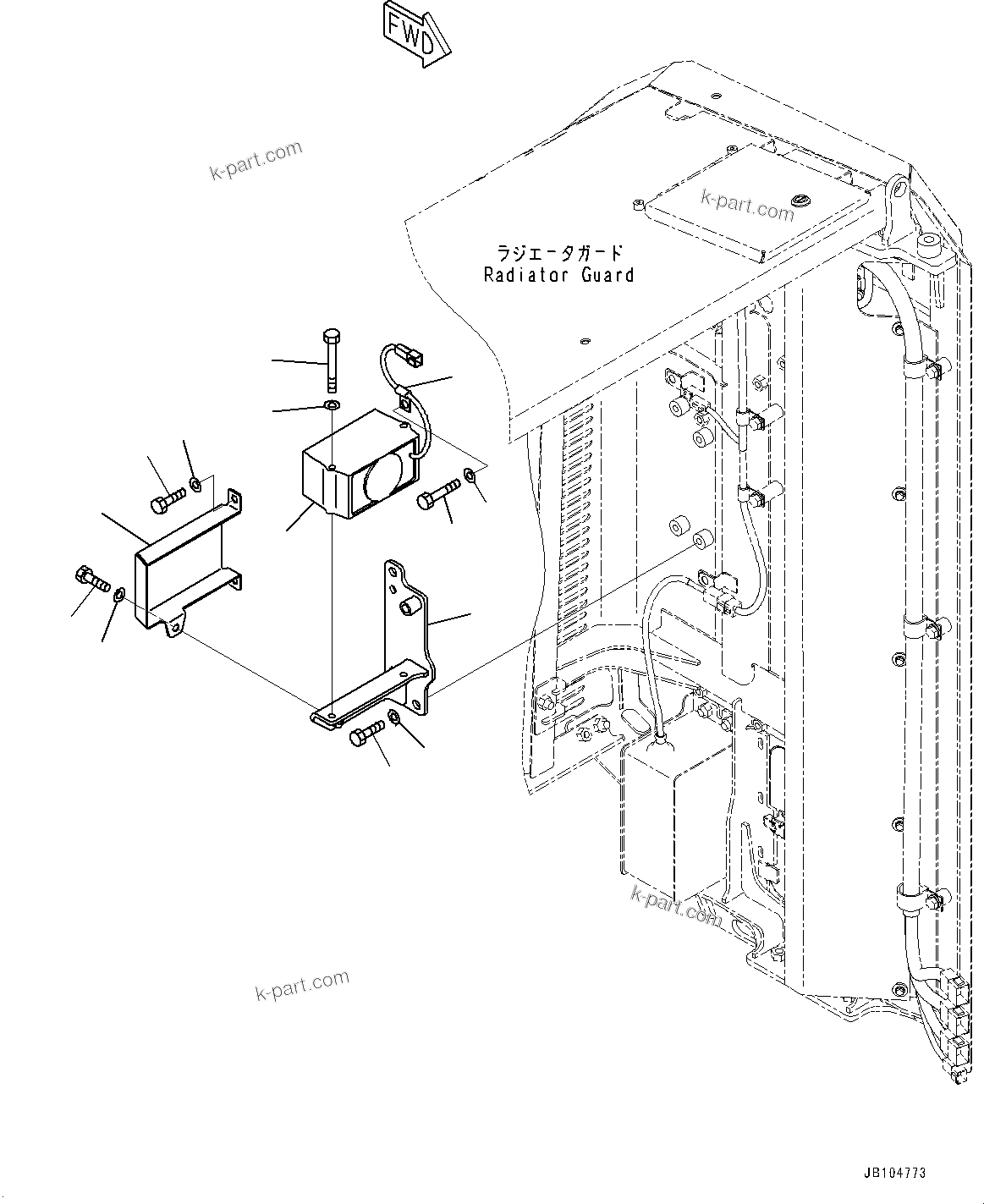 Komatsu parts book diagram for GD955-7M0 S/N 31001-UP: ENGINE HOOD, BACKUP ALARM(#30001-)