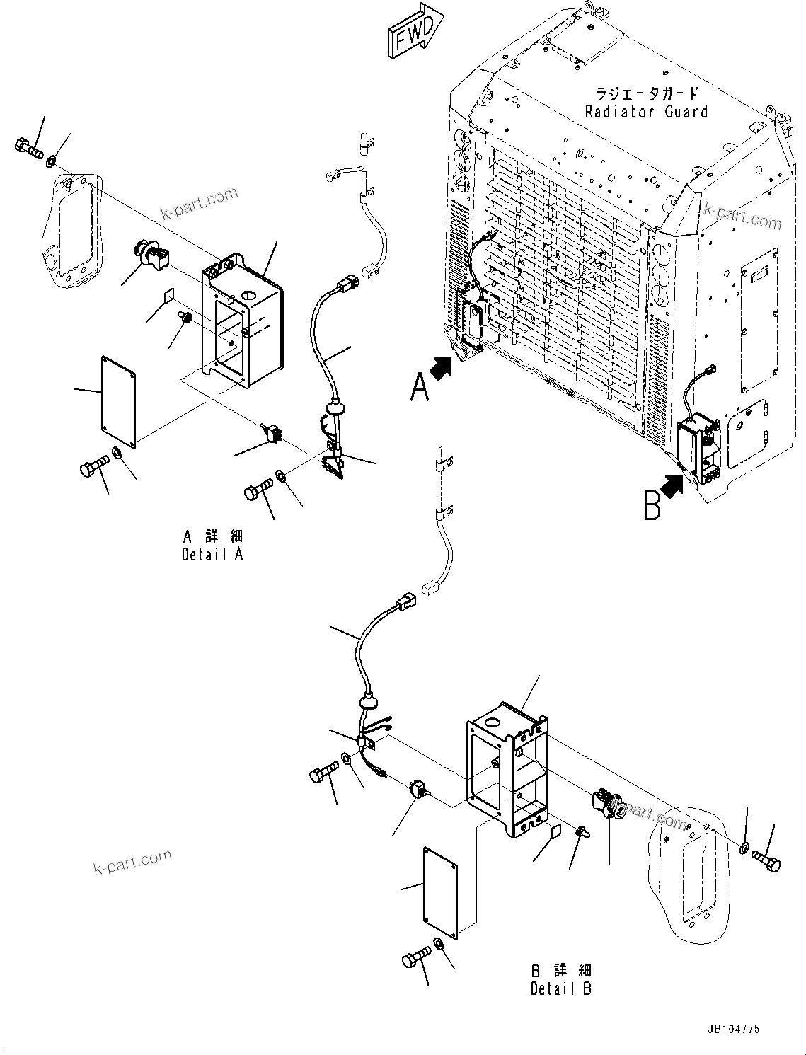 Komatsu parts book diagram for GD955-7M0 S/N 31001-UP: ENGINE HOOD, ENGINE SHUTDOWN SECONDARY SWITCH(#30001-30000)