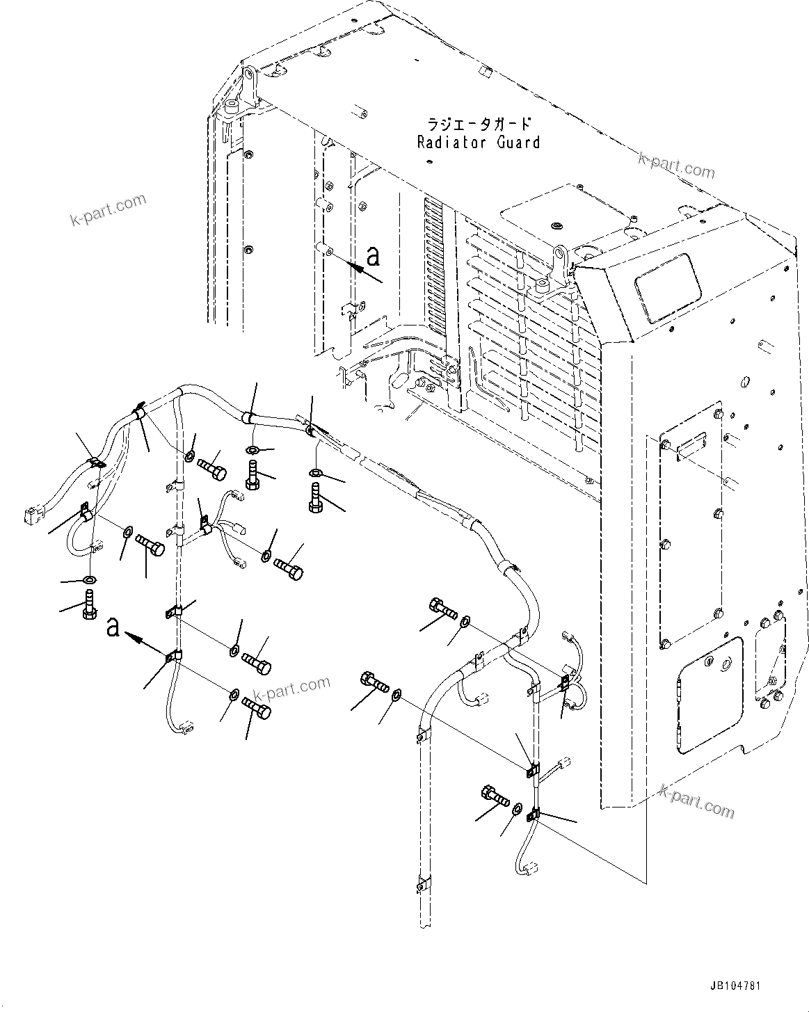 Komatsu parts book diagram for GD955-7M0 S/N 31001-UP: ENGINE HOOD, REARVIEW CAMERA AND WORKING LAMP WIRING HARNESS MOUNTING(#30001-)