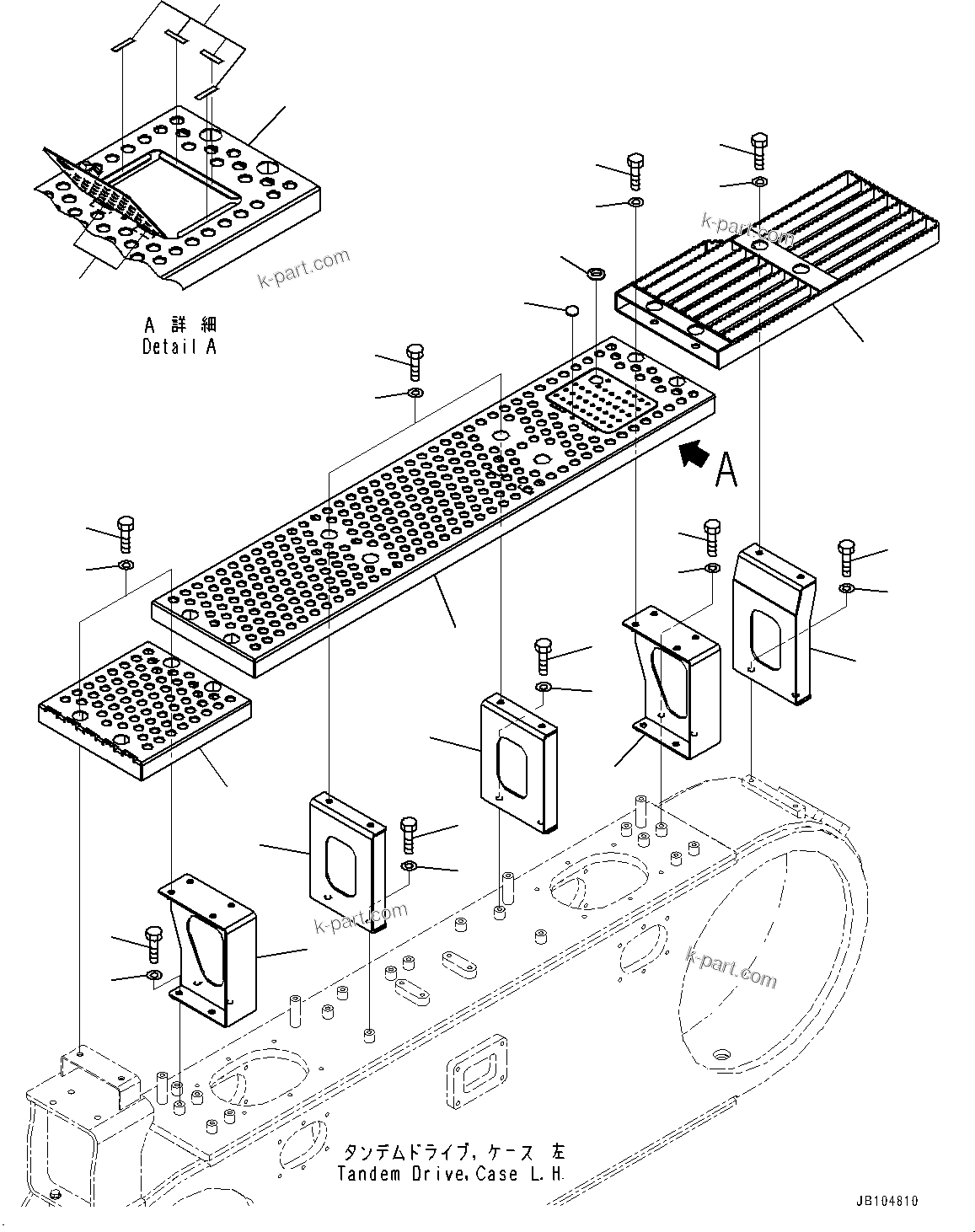 Komatsu parts book diagram for GD955-7M0 S/N 31001-UP: TIRE GUARD, STEP, L.H.(#30001-)
