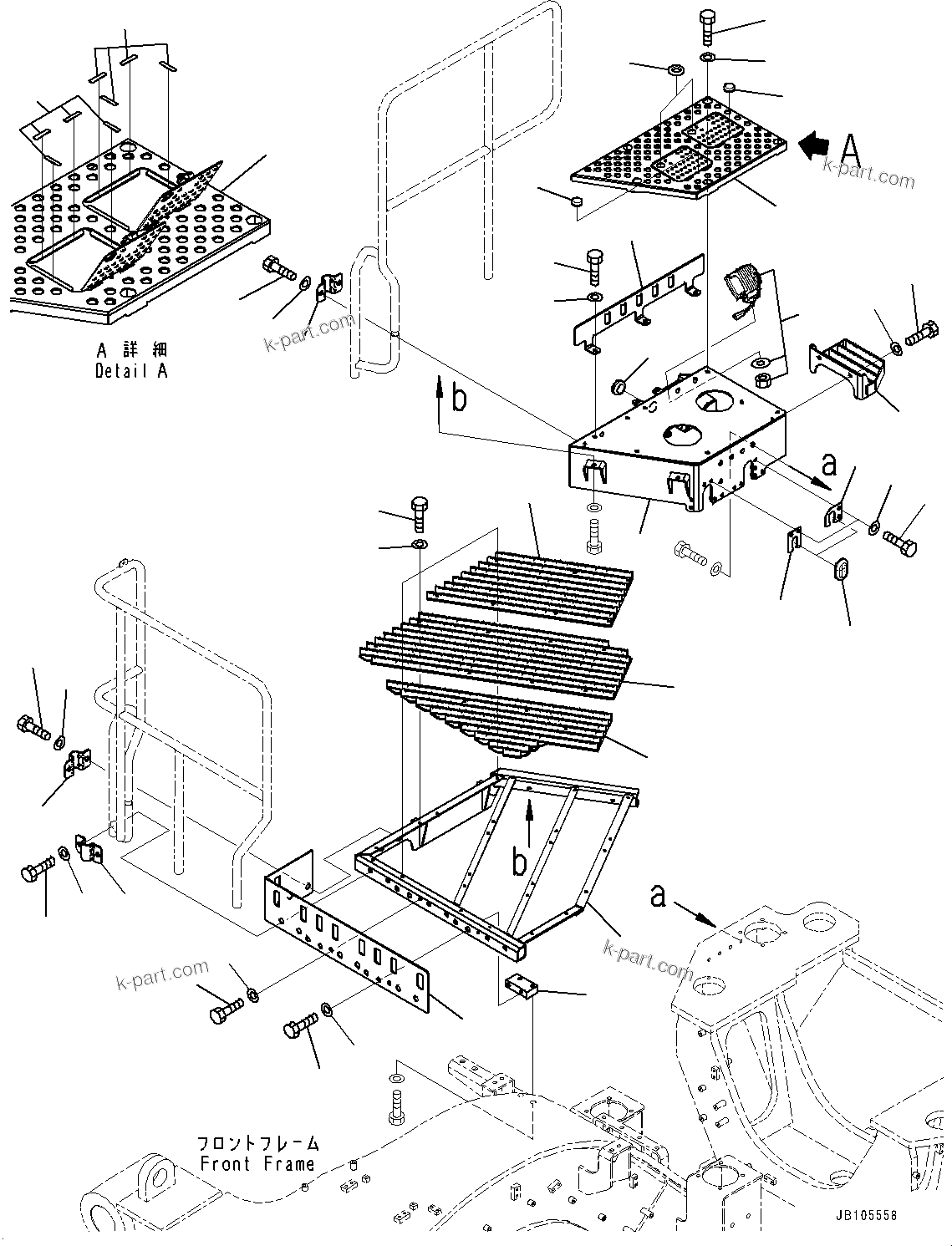 Komatsu parts book diagram for GD955-7M0 S/N 31001-UP: PLATFORM, R.H.(#30001-)