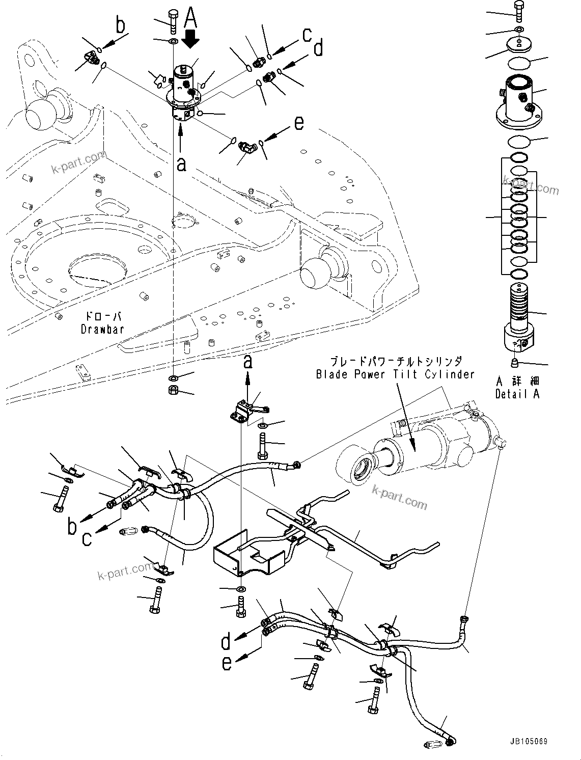 Komatsu parts book diagram for GD955-7M0 S/N 31001-UP: CIRCLE DRAWBAR, SWIVEL JOINT(#30001-)