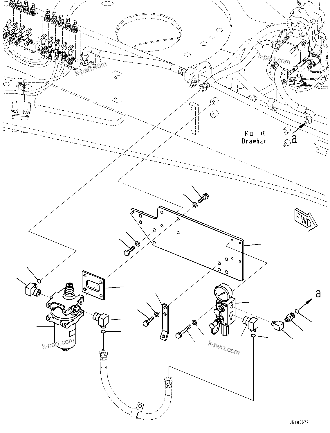 Komatsu parts book diagram for GD955-7M0 S/N 31001-UP: CIRCLE DRAWBAR, REMOTE FILL(#30001-30000)