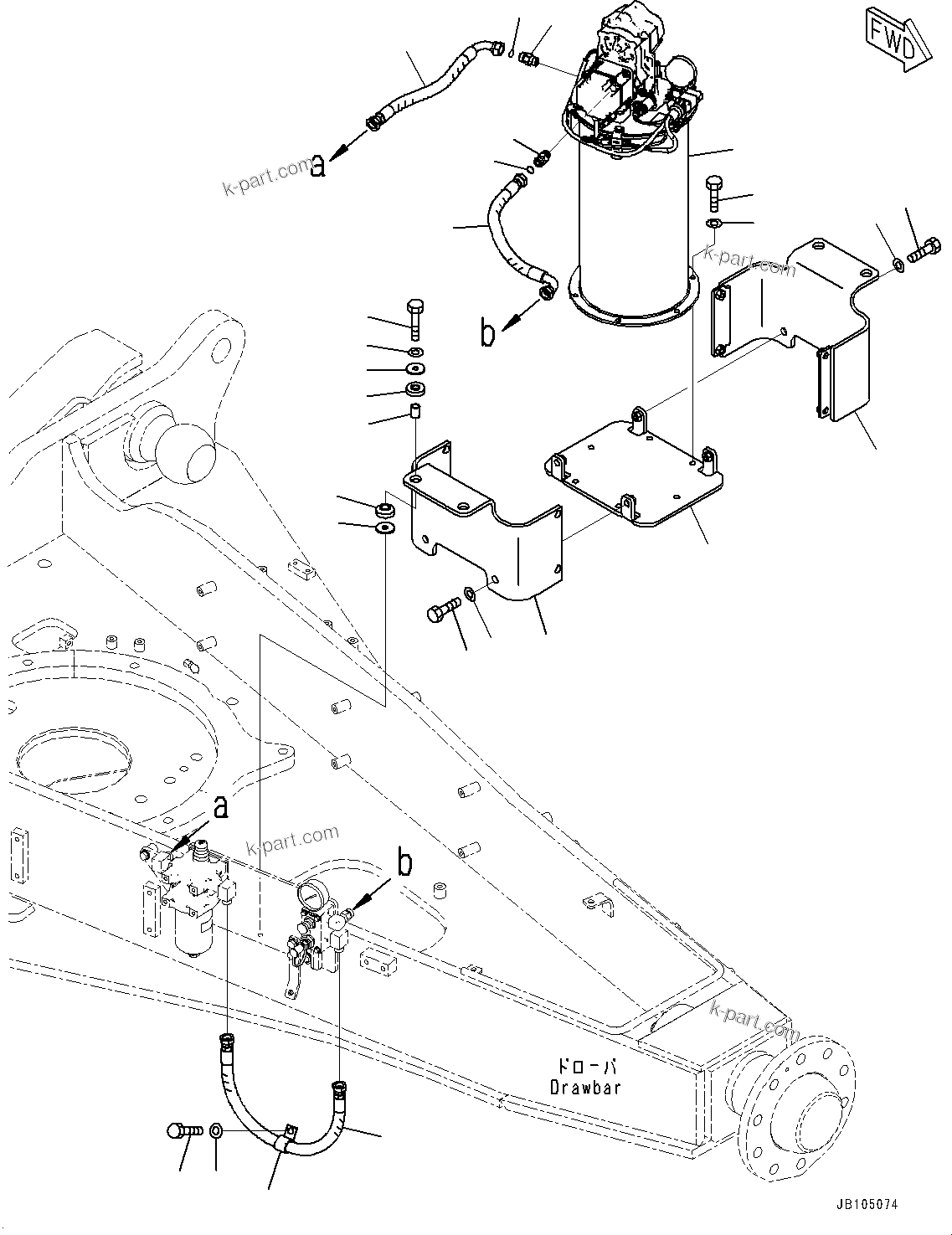 Komatsu parts book diagram for GD955-7M0 S/N 31001-UP: CIRCLE DRAWBAR, GREASE PUMP(#30001-30000)