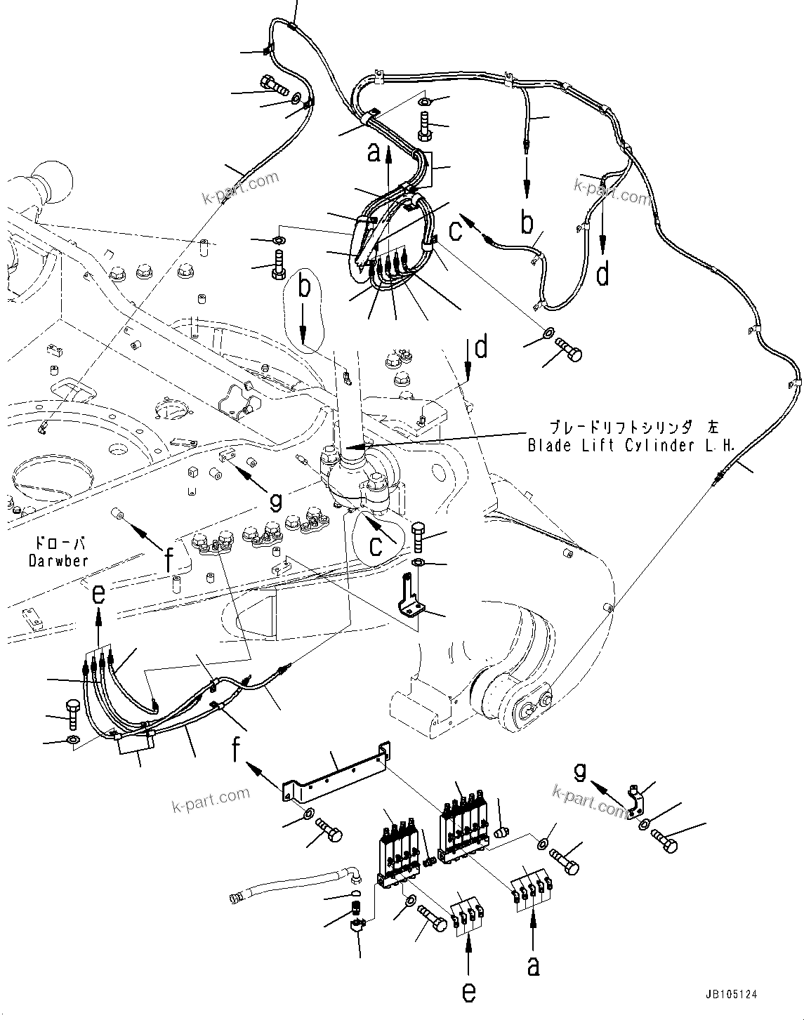 Komatsu parts book diagram for GD955-7M0 S/N 31001-UP: CIRCLE DRAWBAR, INJECTOR L.H.(#30001-30000)