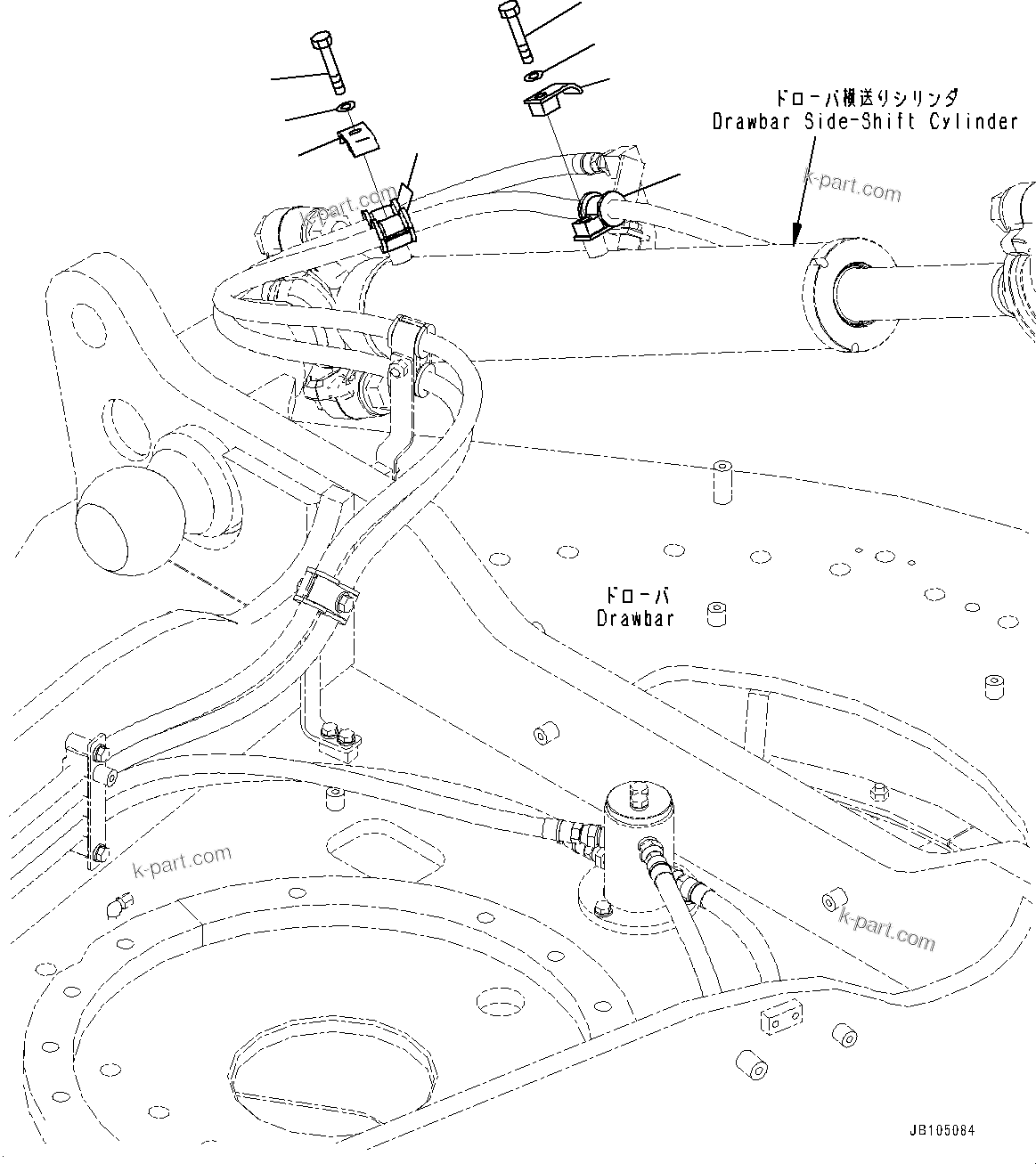 Komatsu parts book diagram for GD955-7M0 S/N 31001-UP: CIRCLE DRAWBAR, CLAMP(#30001-)