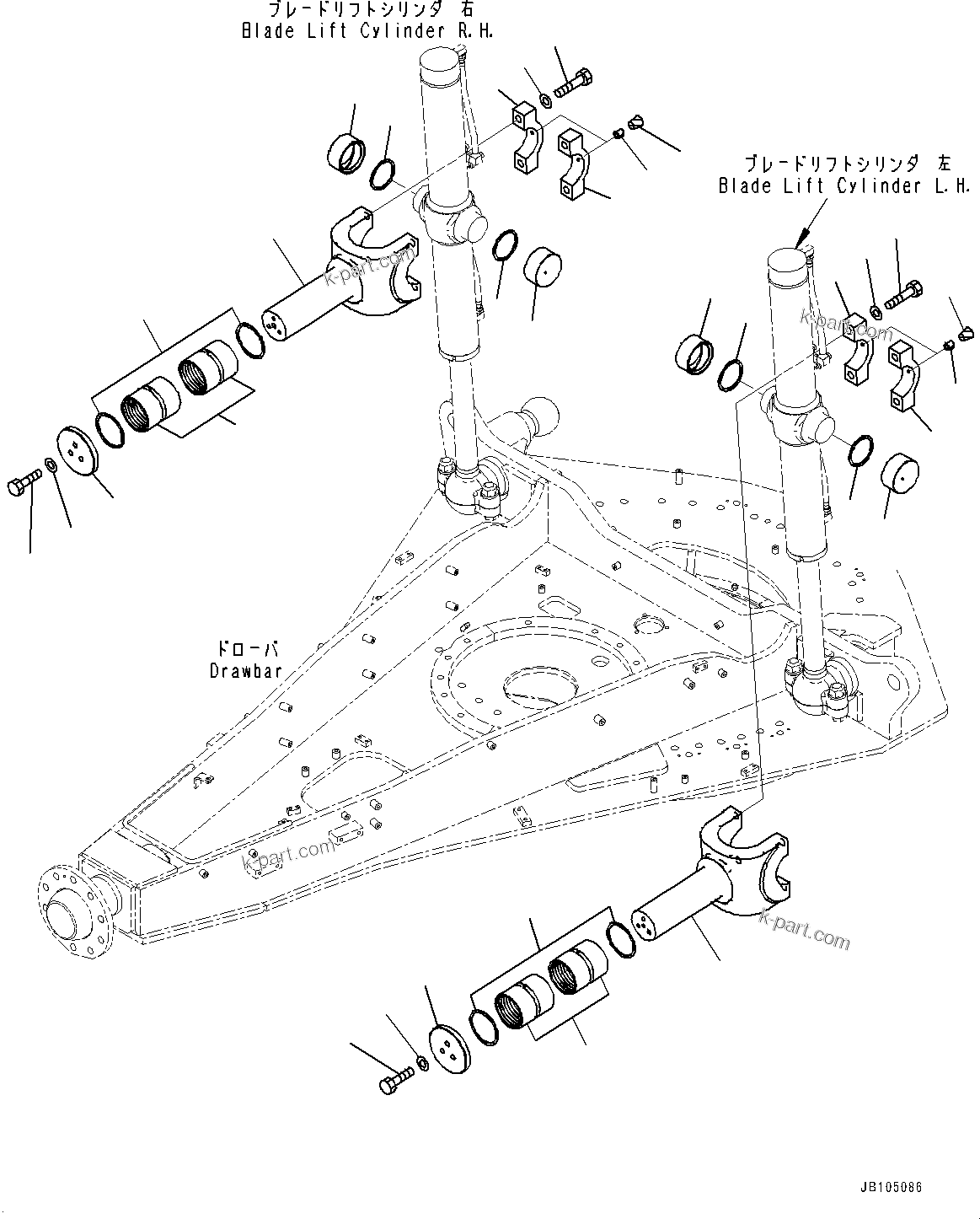 Komatsu parts book diagram for GD955-7M0 S/N 31001-UP: YOKE, (#30001-)