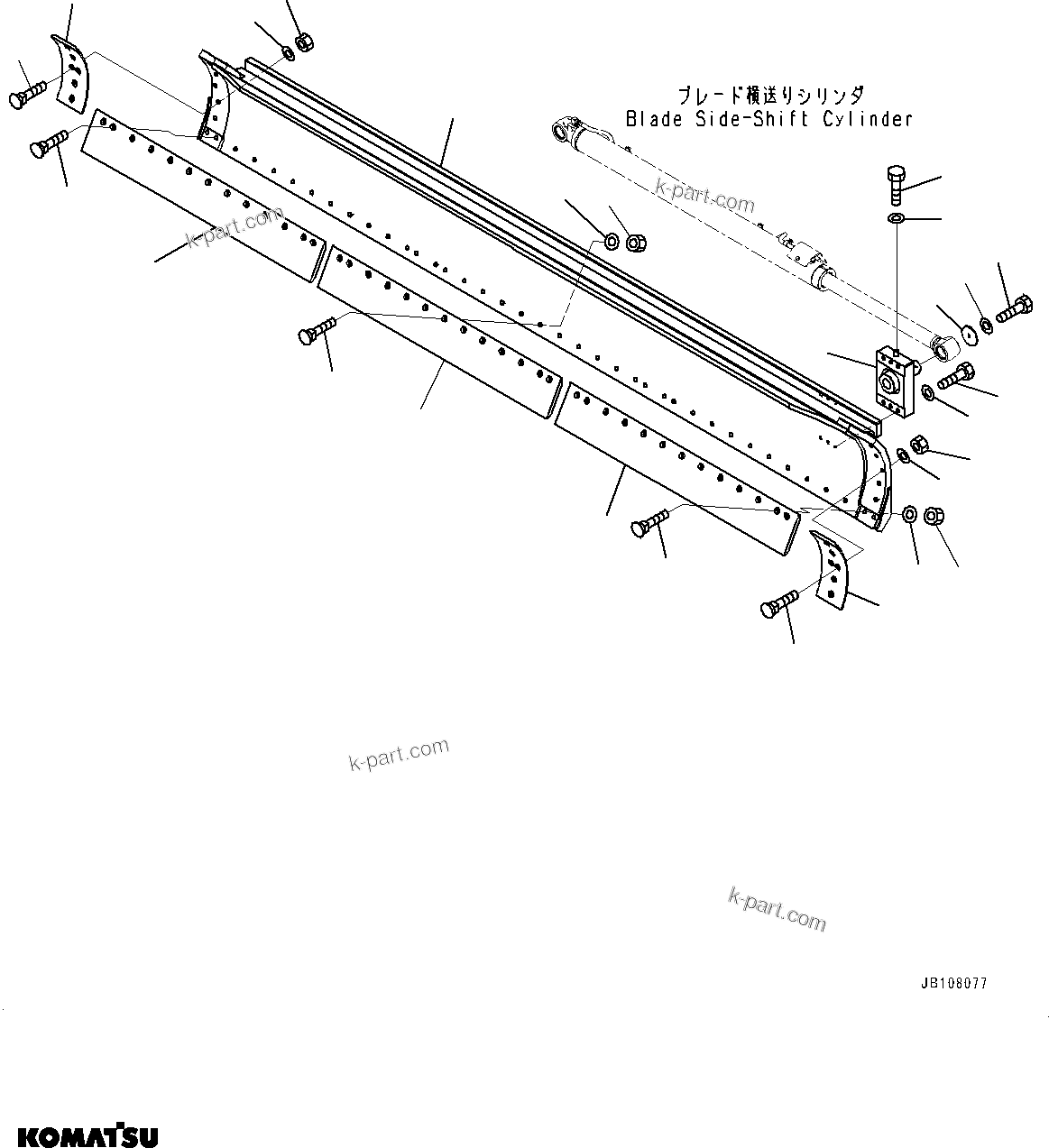 Komatsu parts book diagram for GD955-7M0 S/N 31001-UP: BLADE, (WITH 18FT, 5.5M WIDTH, FLAT, EDGE HEIGHT 254MM THICKNESS 25MM)(#30001-)