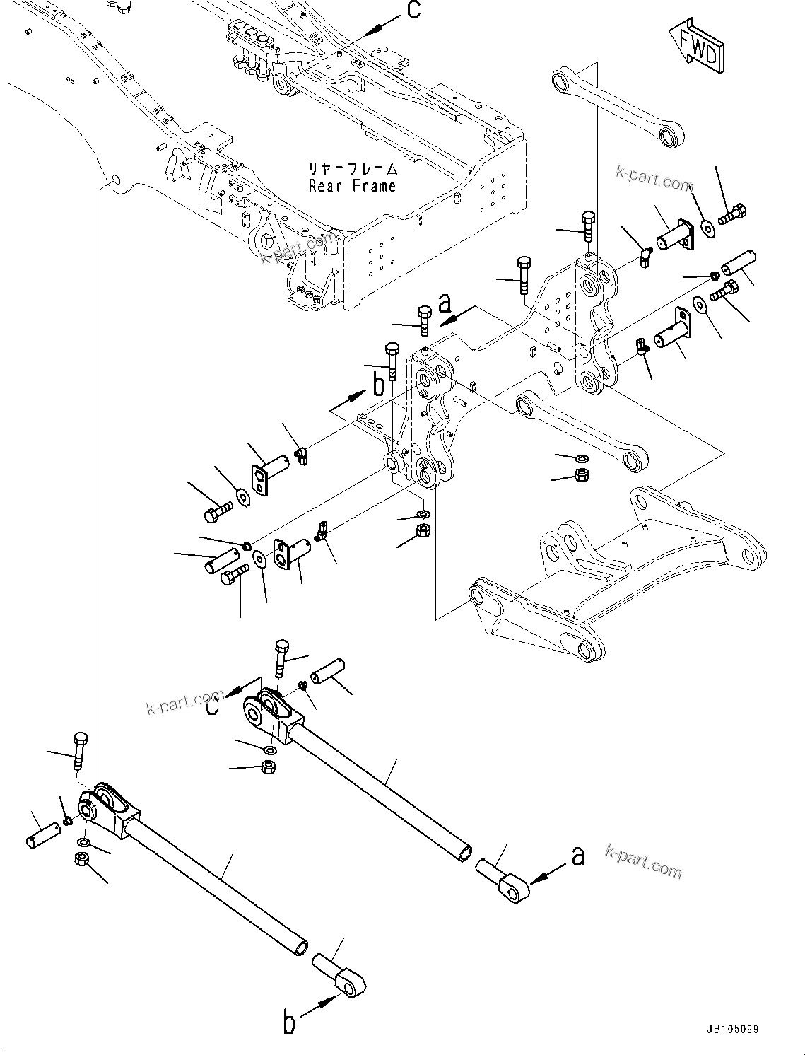Komatsu parts book diagram for GD955-7M0 S/N 31001-UP: RIPPER, ROD(#30001-)