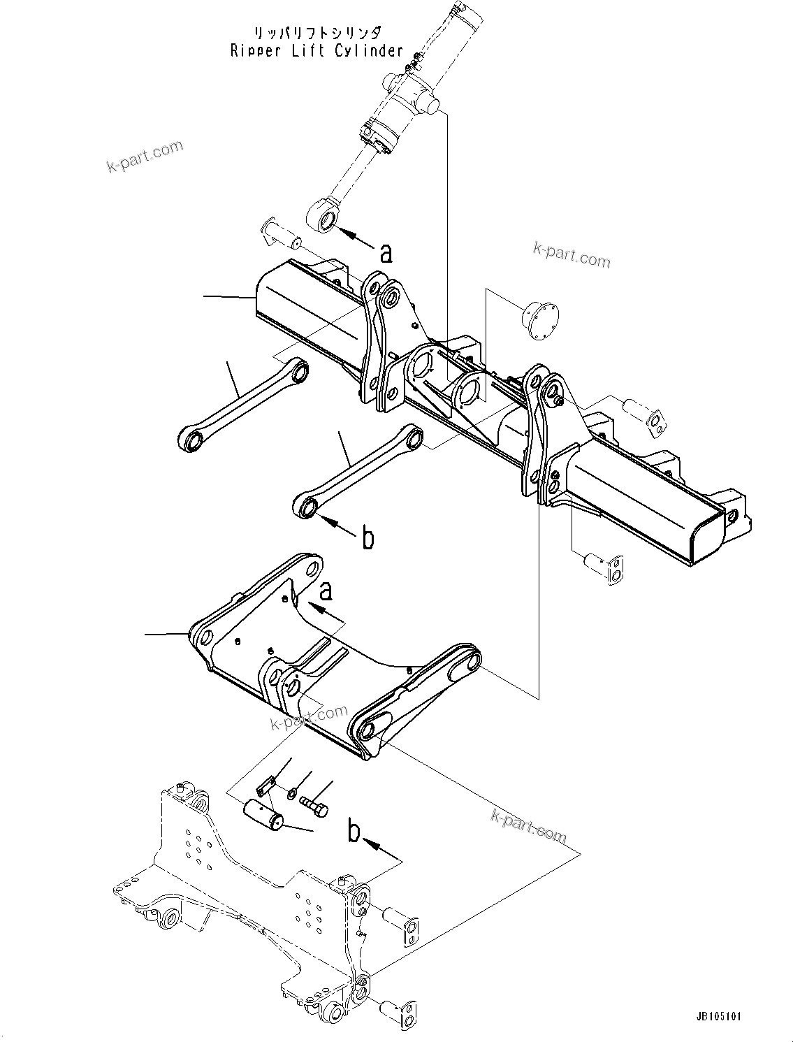 Komatsu parts book diagram for GD955-7M0 S/N 31001-UP: RIPPER, LINK(#30001-)