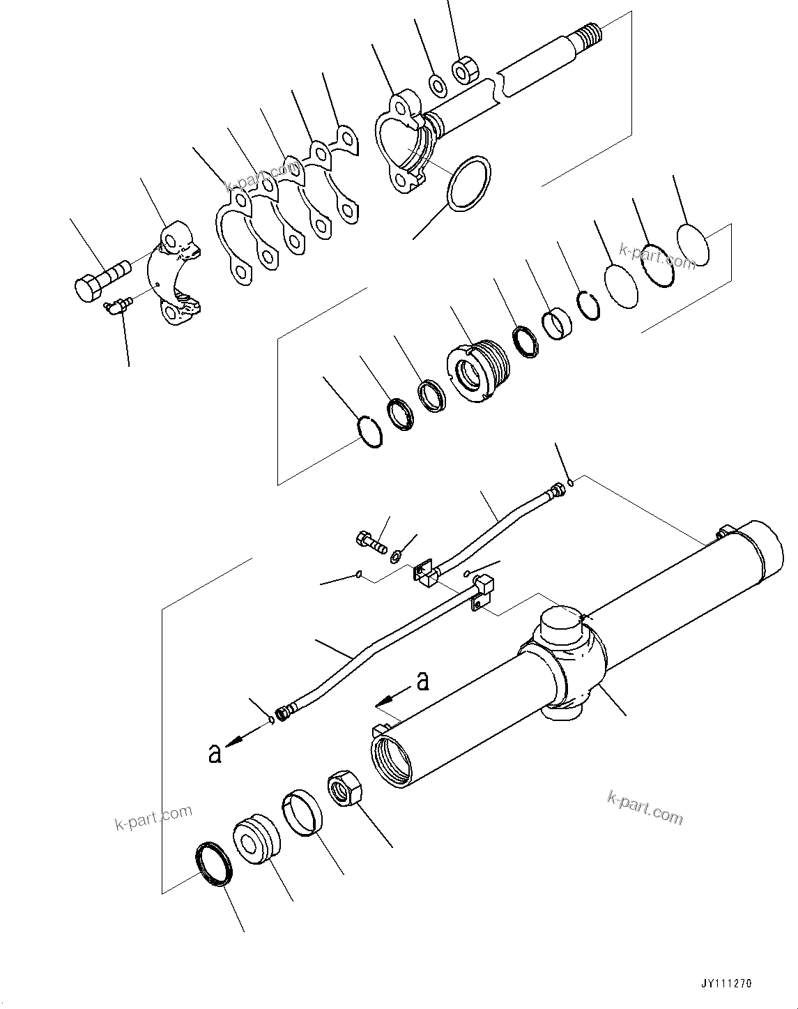 Komatsu parts book diagram for GD955-7M0 S/N 31001-UP: BLADE LIFT CYLINDER, INNER PARTS, BLADE LIFT CYLINDER(#30001-)