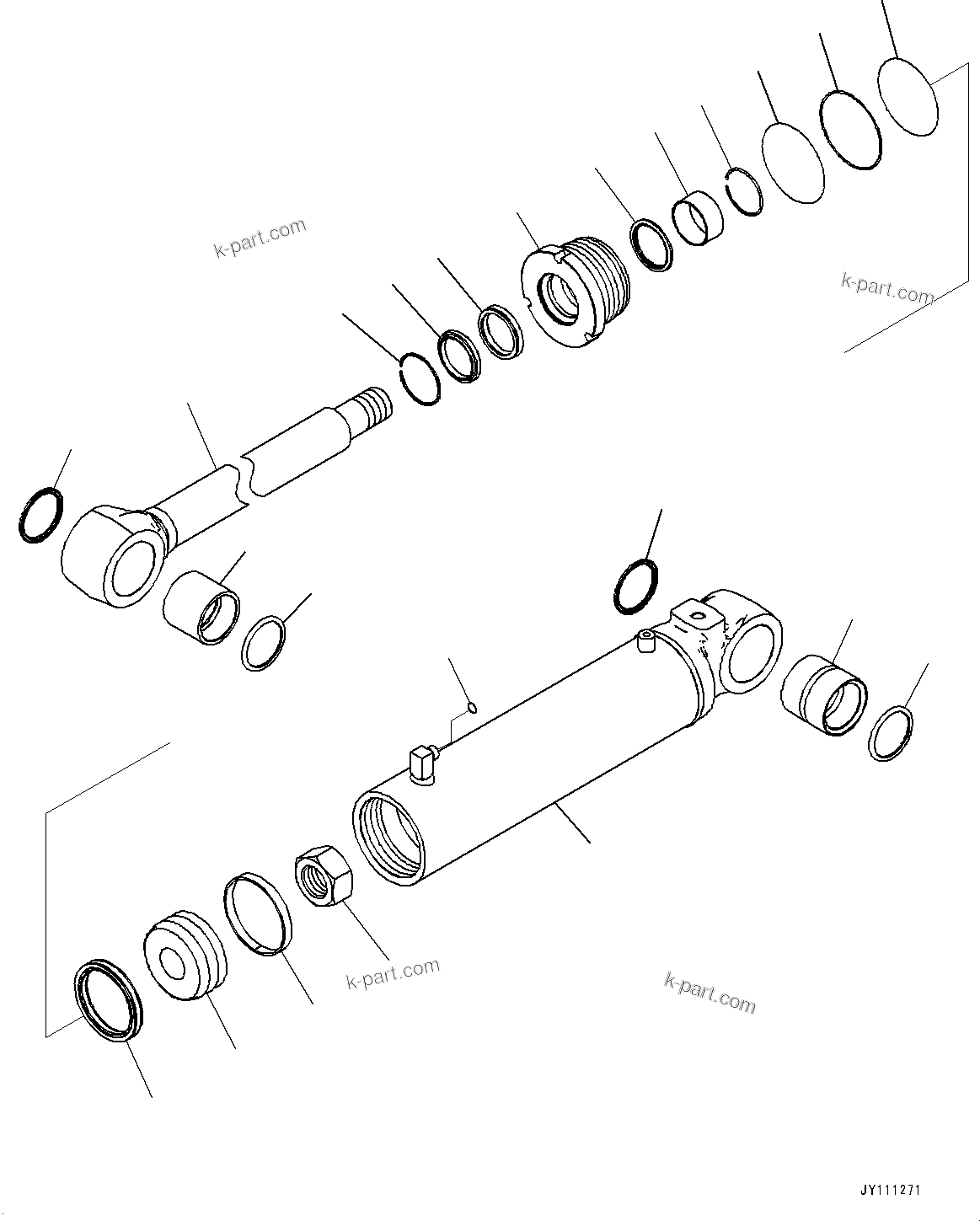 Komatsu parts book diagram for GD955-7M0 S/N 31001-UP: ARTICULATE CYLINDER, INNER PARTS, ARTICULATE CYLINDER(#30001-)