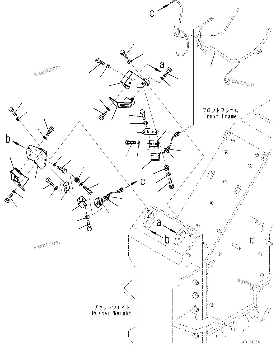 Komatsu parts book diagram for GD955-7M0 S/N 31001-UP: KOMVISION, FRONT(#30001-)