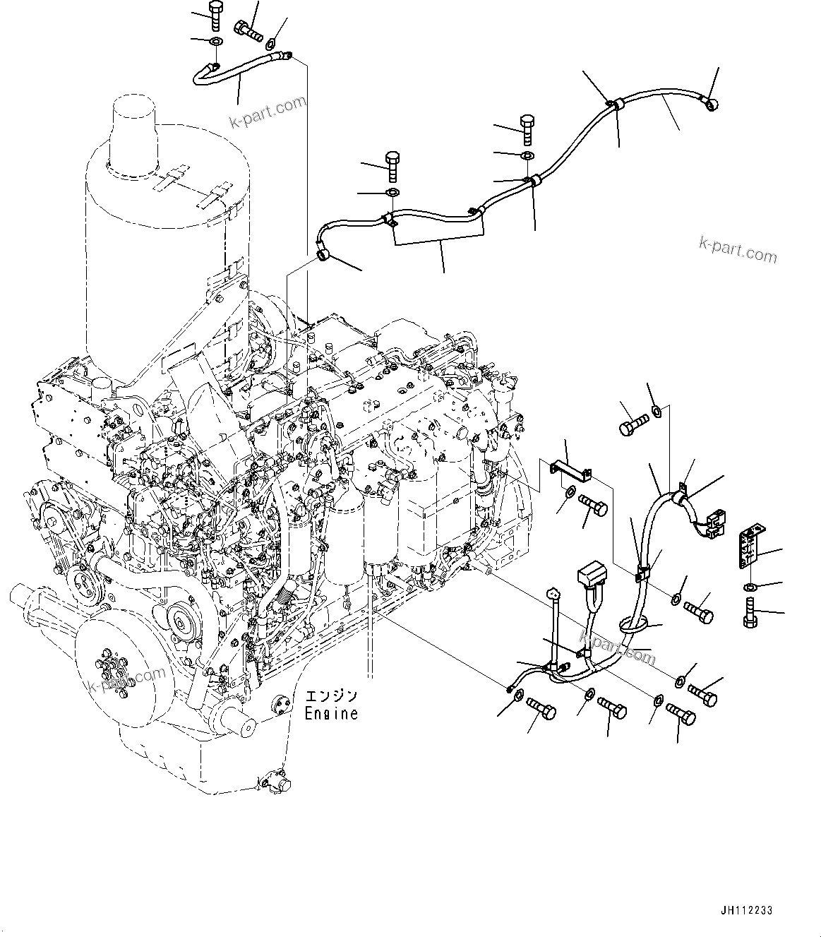Komatsu parts book diagram for D275A-6 S/N 190001-UP (Mongolia Standard Machine): ENGINE WIRING HARNESS, (#180001-)