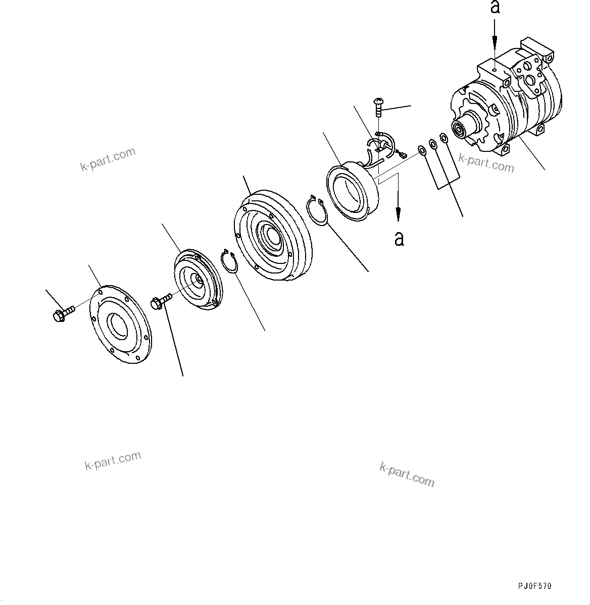 Komatsu parts book diagram for D275A-6 S/N 190001-UP (Mongolia Standard Machine): AIR CONDITIONER COMPRESSOR MOUNTING AND PIPING, COMPRESSOR(#180001-)
