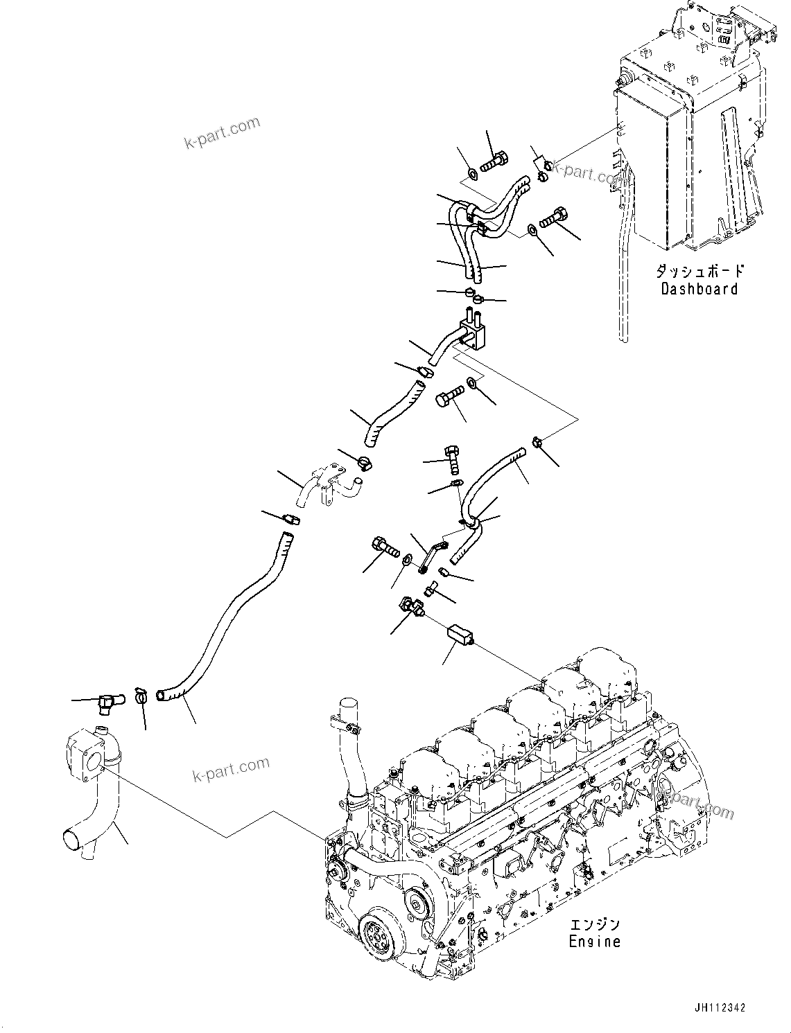 Komatsu parts book diagram for D275A-6 S/N 190001-UP (Mongolia Standard Machine): CAB HEATER PIPING, (#180001-)