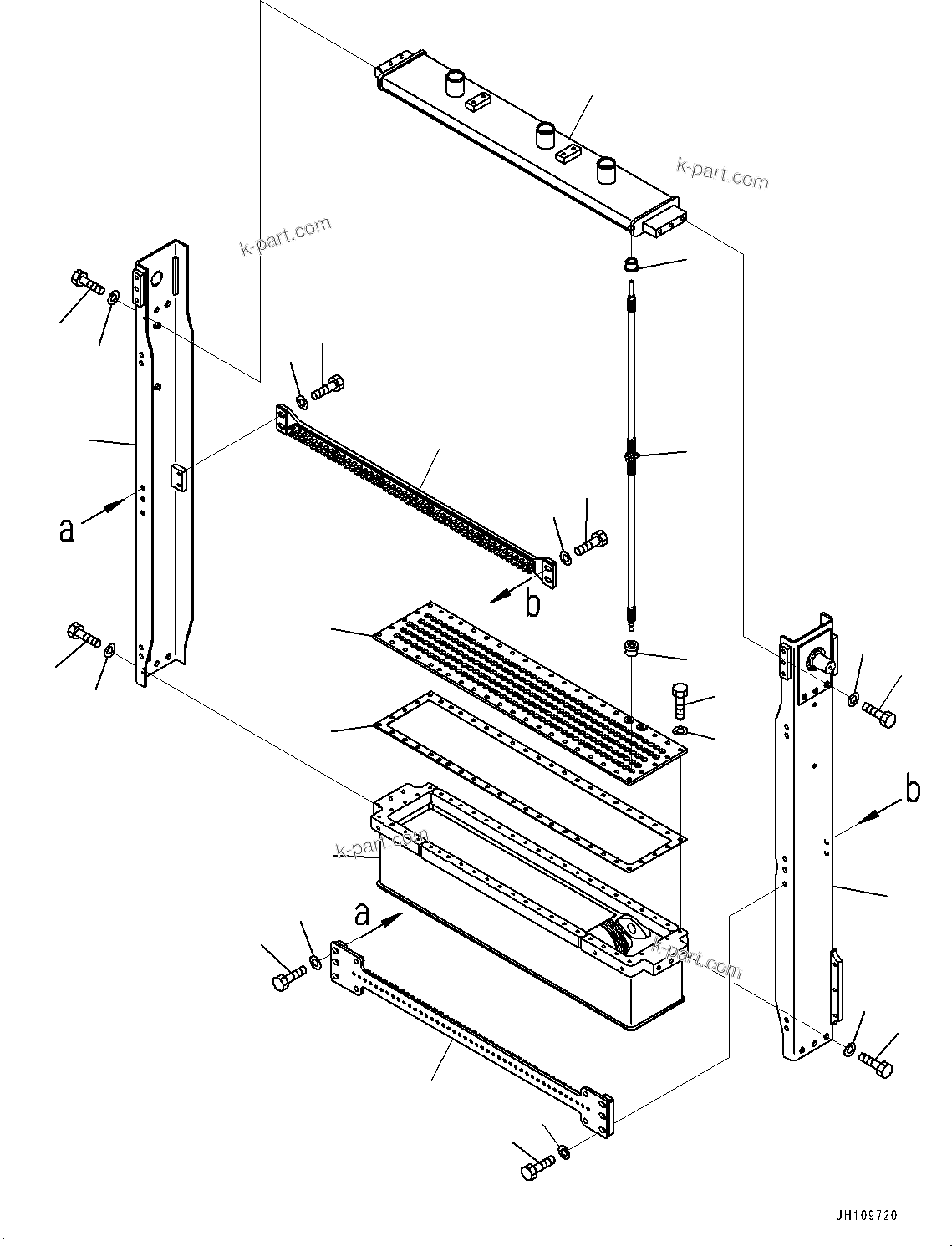 Komatsu parts book diagram for D275A-6 S/N 190001-UP (Mongolia Standard Machine): COOLING SYSTEM, RADIATOR(#190001-)