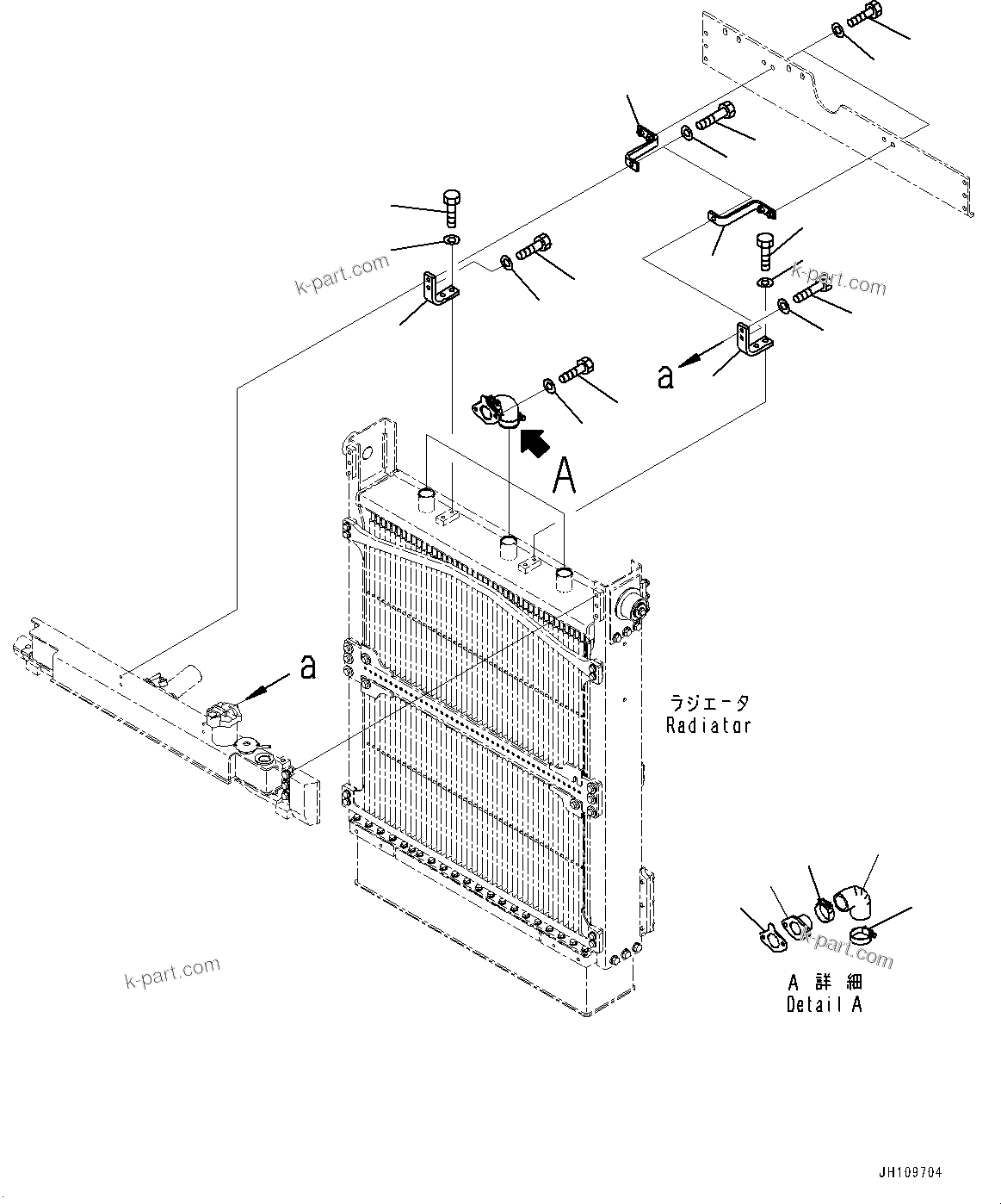 Komatsu parts book diagram for D275A-6 S/N 190001-UP (Mongolia Standard Machine): COOLING SYSTEM, CORE MOUNTING AND PIPING(#190001-)