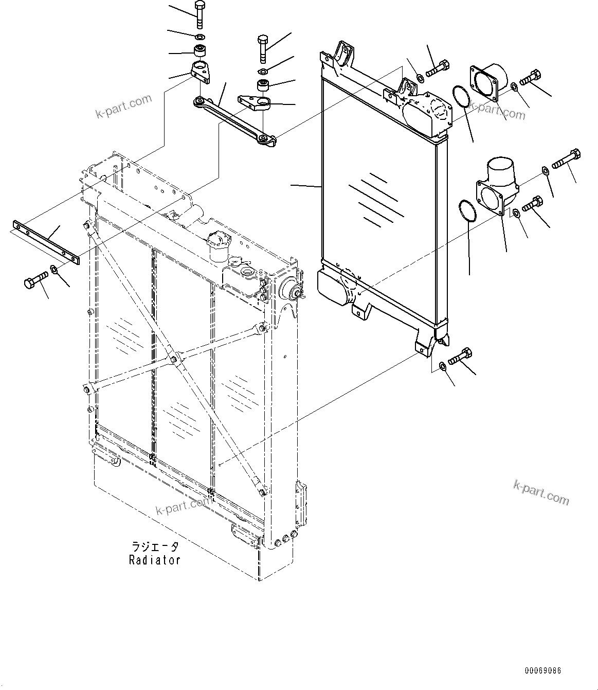 Komatsu parts book diagram for D275A-6 S/N 190001-UP (Mongolia Standard Machine): COOLING SYSTEM, AFTERCOOLER(#190001-)