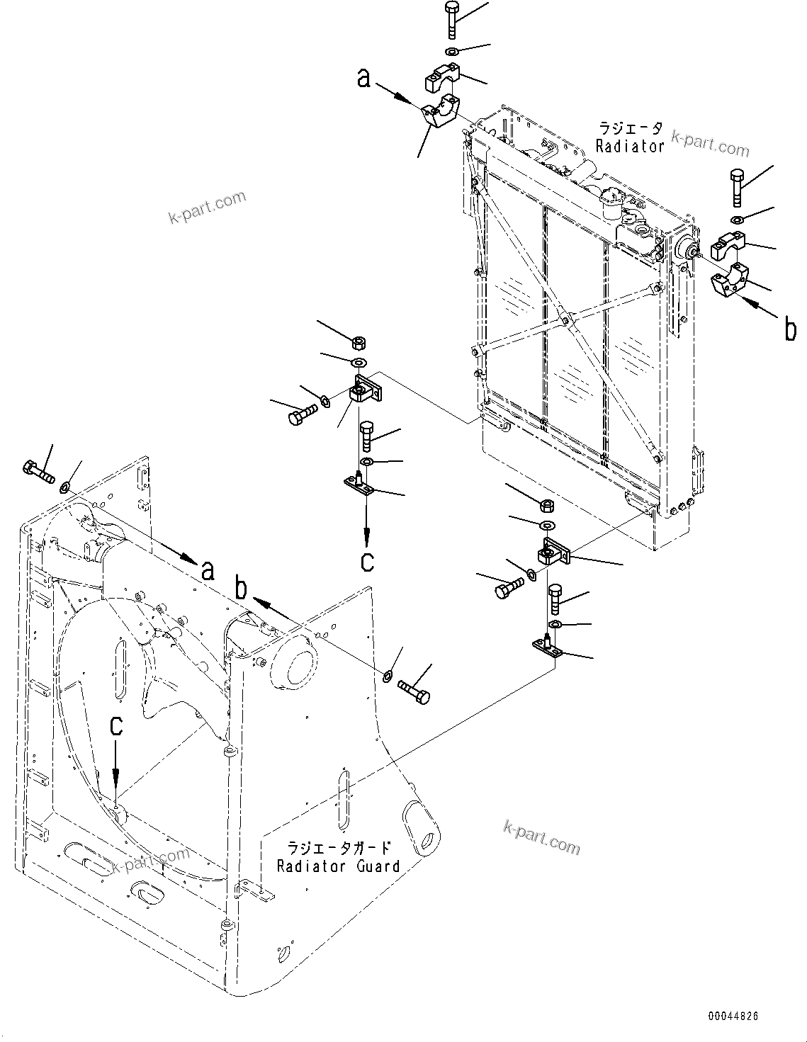 Komatsu parts book diagram for D275A-6 S/N 190001-UP (Mongolia Standard Machine): COOLING SYSTEM, RADIATOR MOUNTING(#190001-)