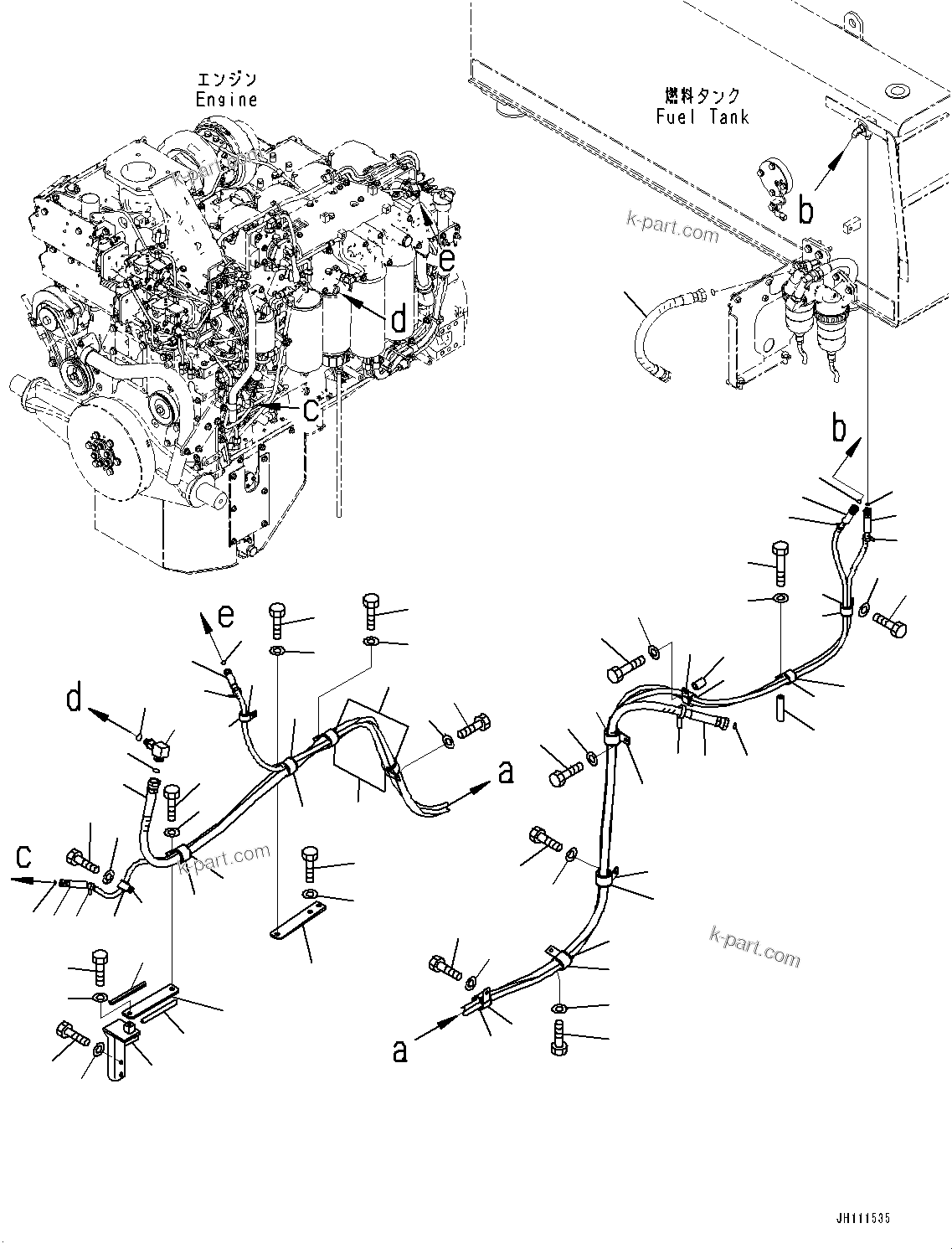 Komatsu parts book diagram for D275A-6 S/N 190001-UP (Mongolia Standard Machine): FUEL PIPING, MAIN PIPING(#180001-)
