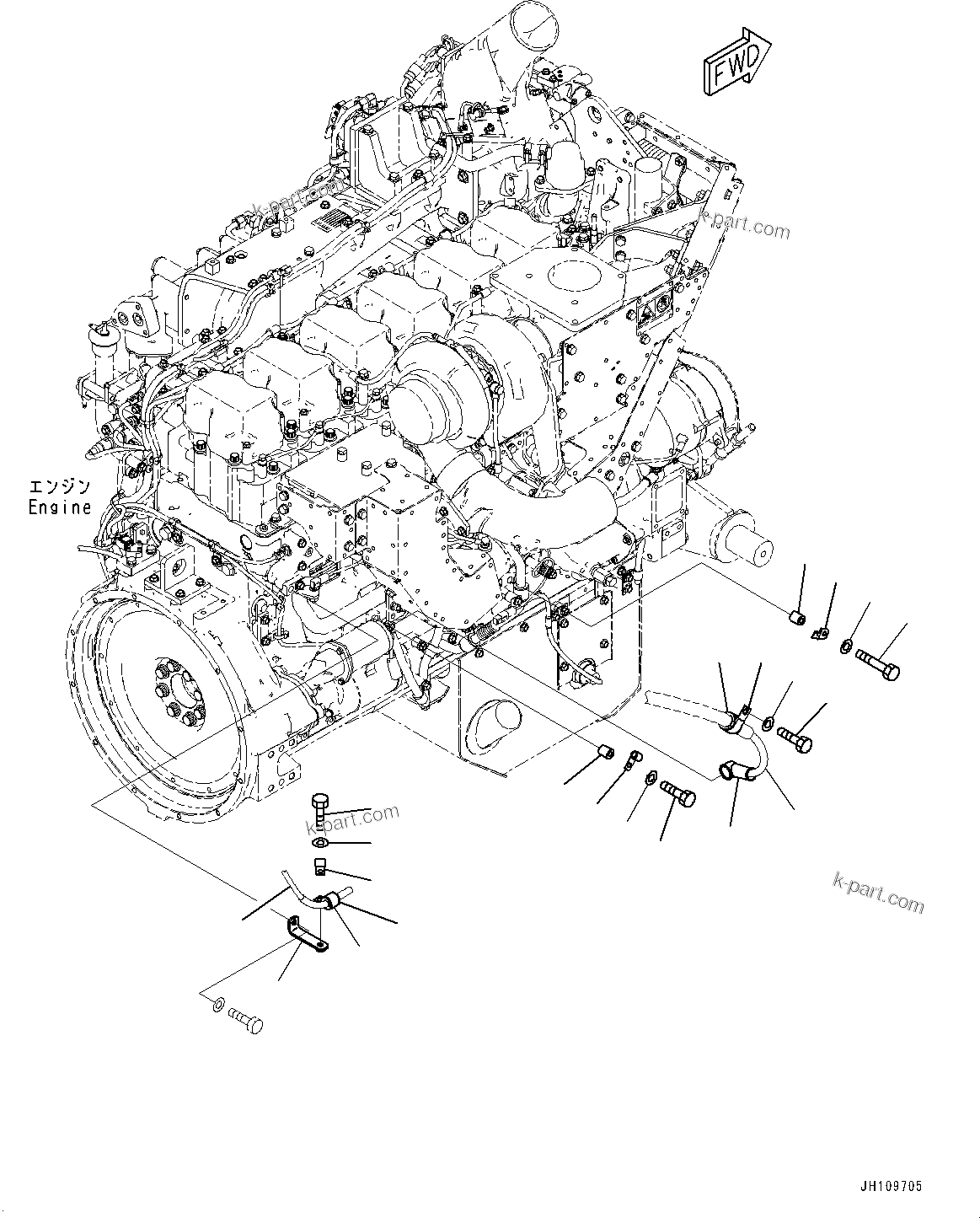 Komatsu parts book diagram for D275A-6 S/N 190001-UP (Mongolia Standard Machine): ELECTRIC WIRING HARNESS, WIRING HARNESS MOUNTING(#180001-)