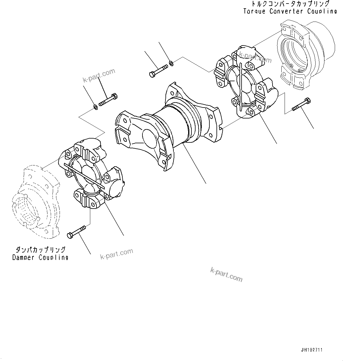 Komatsu parts book diagram for D275A-6 S/N 190001-UP (Mongolia Standard Machine): UNIVERSAL JOINT, (#180001-)