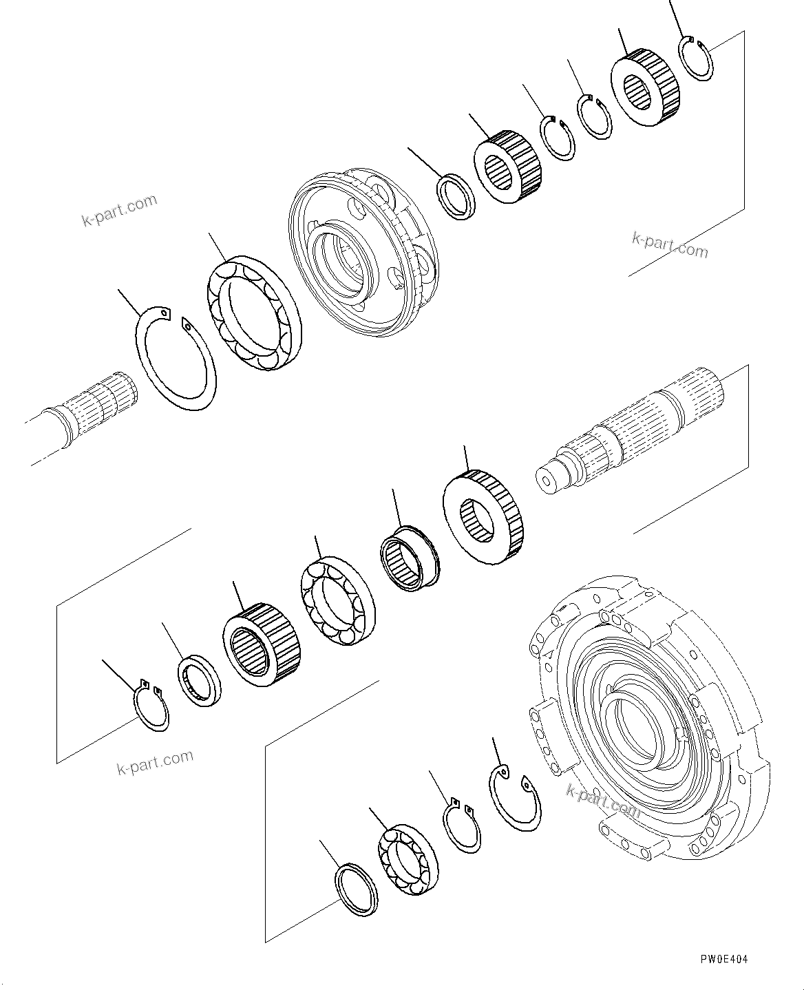 Komatsu parts book diagram for D275A-6 S/N 190001-UP (Mongolia Standard Machine): POWER TRAIN, SHAFT BEARING AND GEAR(#180001-)