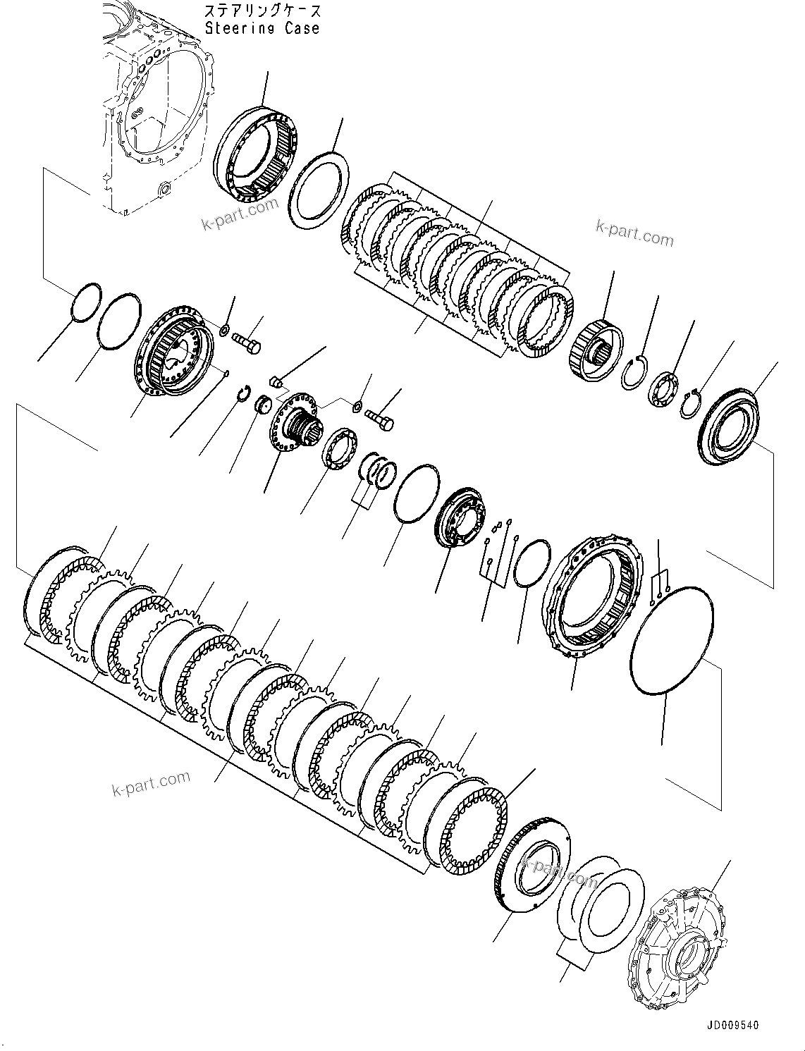 Komatsu parts book diagram for D275A-6 S/N 190001-UP (Mongolia Standard Machine): POWER TRAIN, STEERING CLUTCH AND STEERING BRAKE (1/2)(#180001-)