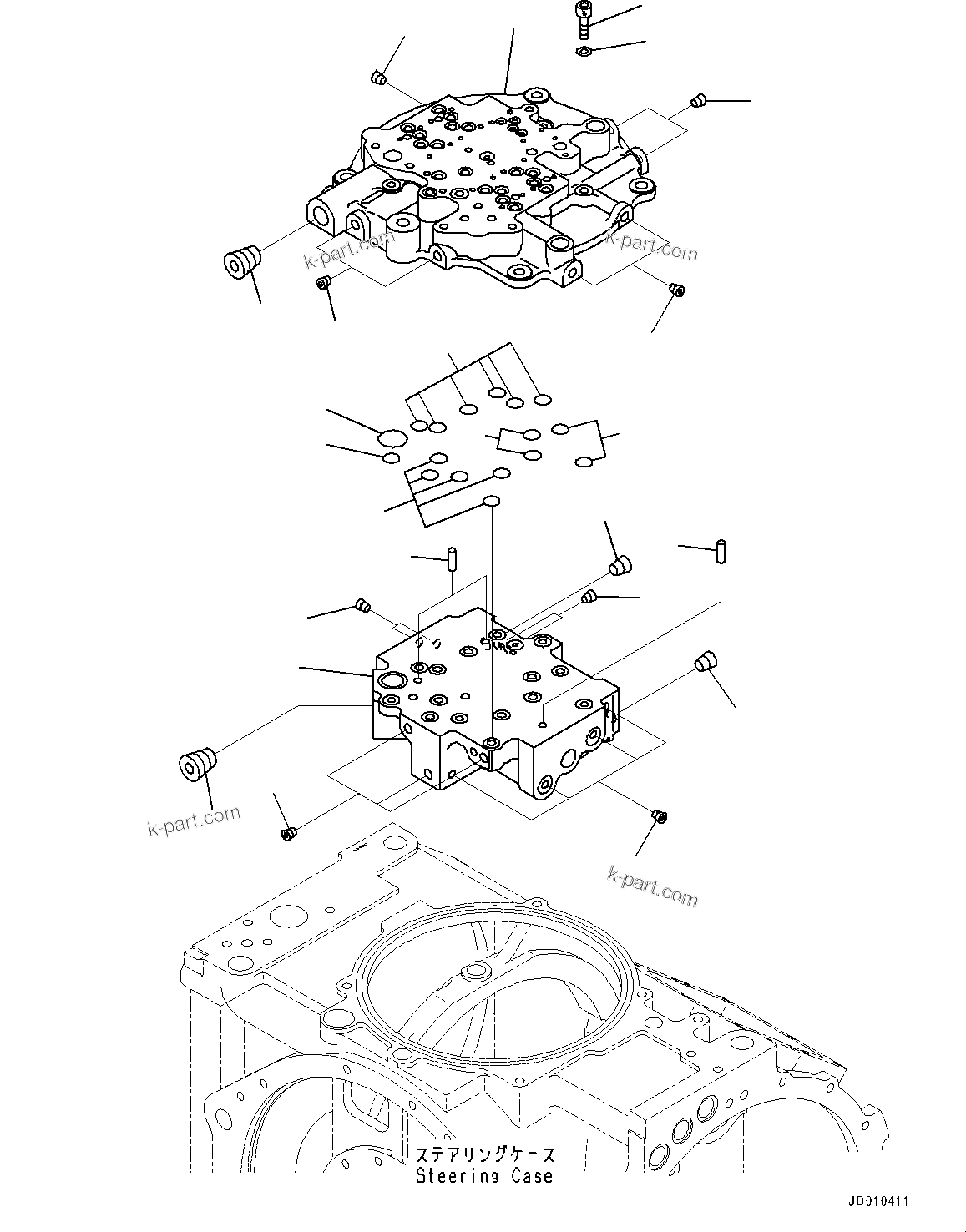 Komatsu parts book diagram for D275A-6 S/N 190001-UP (Mongolia Standard Machine): POWER TRAIN, STEERING VALVE MOUNTING(#180001-)