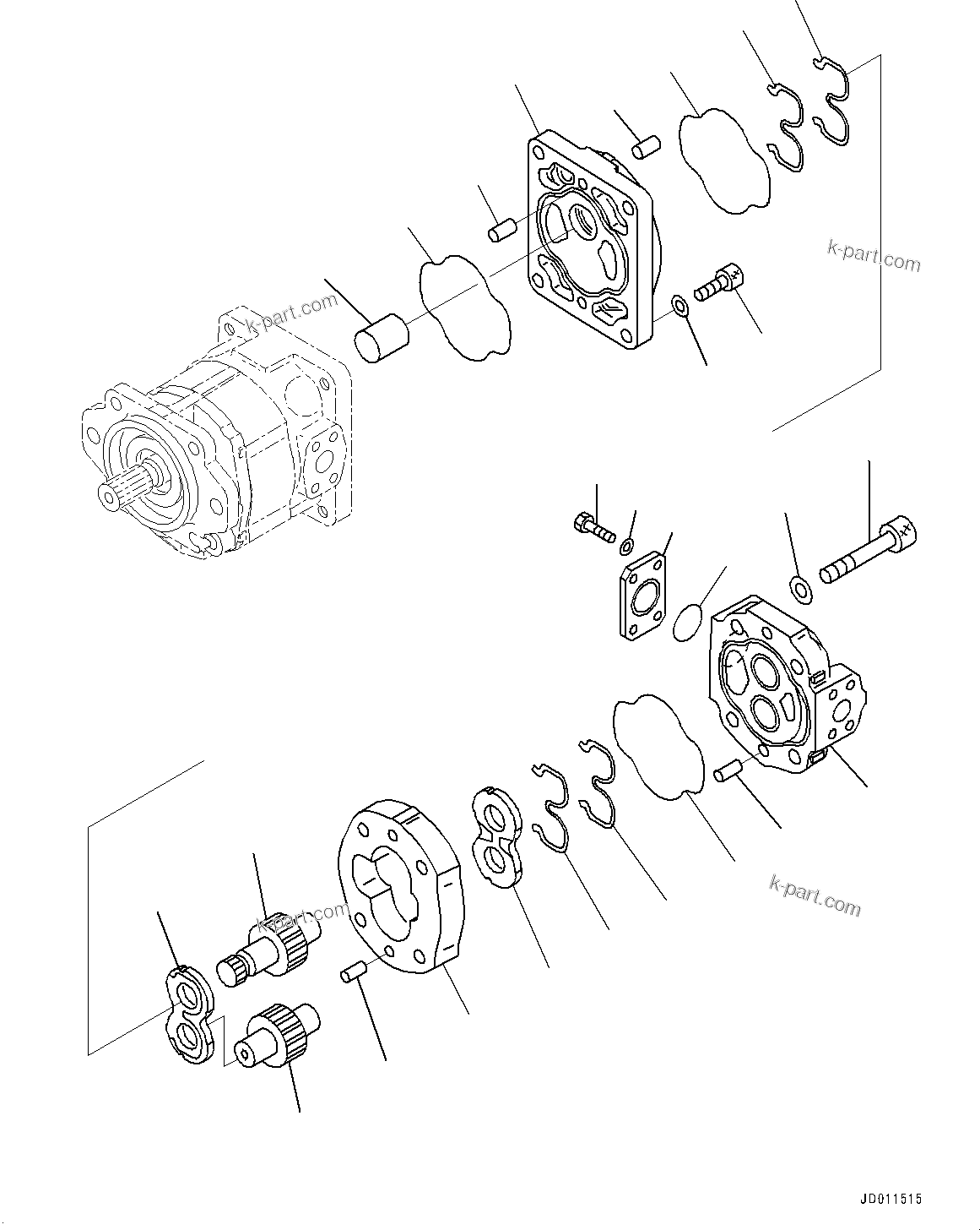 Komatsu parts book diagram for D275A-6 S/N 190001-UP (Mongolia Standard Machine): POWER TRAIN, GEAR PUMP (2/3)(#180001-)