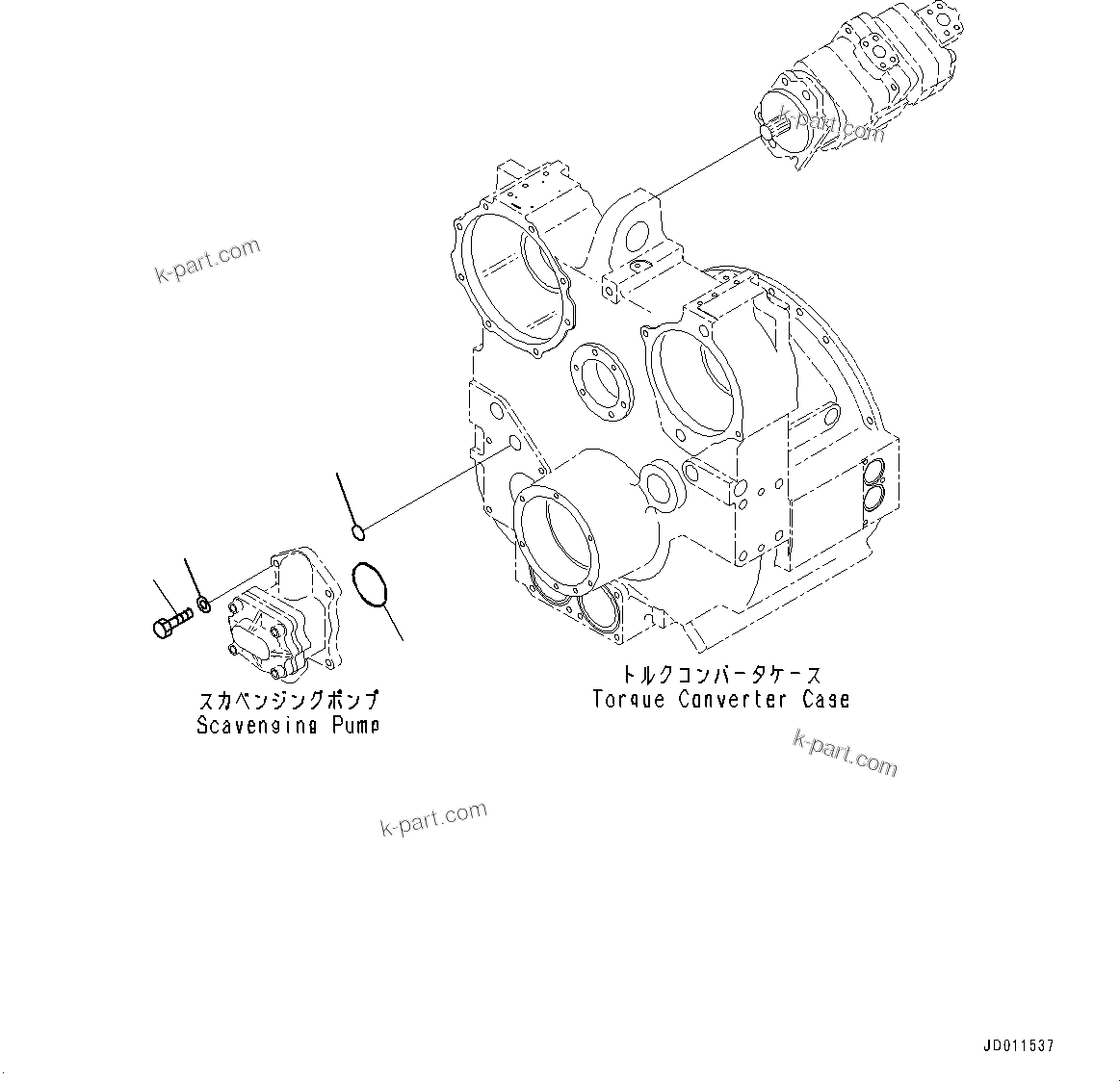 Komatsu parts book diagram for D275A-6 S/N 190001-UP (Mongolia Standard Machine): POWER TRAIN, SCAVENGING PUMP MOUNTING(#180001-)