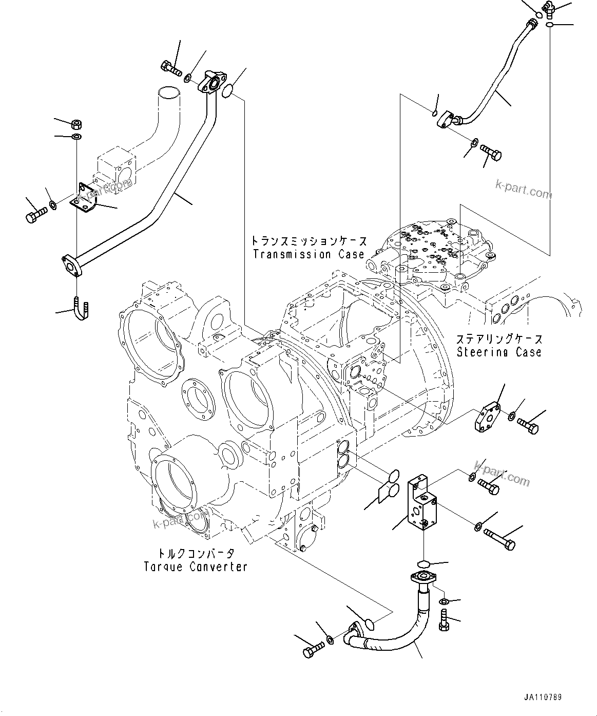 Komatsu parts book diagram for D275A-6 S/N 190001-UP (Mongolia Standard Machine): POWER TRAIN, PIPING(#180001-)