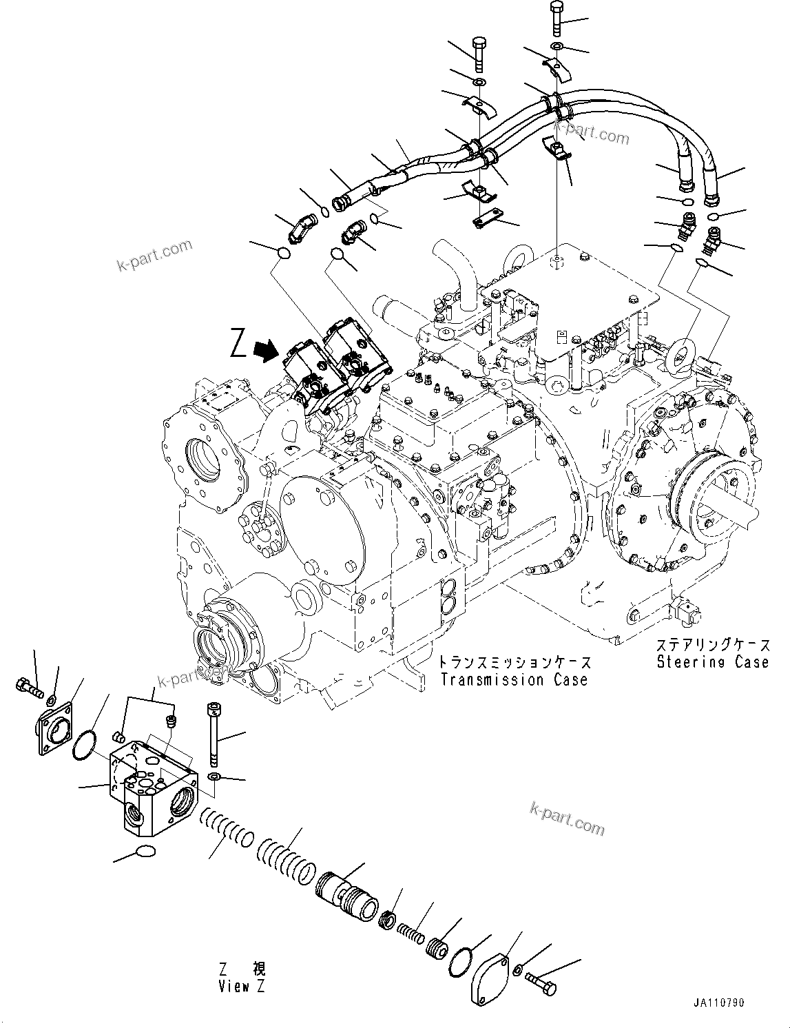 Komatsu parts book diagram for D275A-6 S/N 190001-UP (Mongolia Standard Machine): POWER TRAIN, RELIEF VALVE(#180001-)