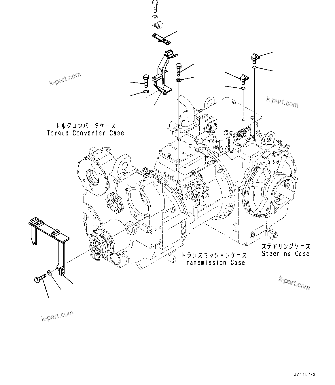 Komatsu parts book diagram for D275A-6 S/N 190001-UP (Mongolia Standard Machine): POWER TRAIN, PIPING AND BRACKET(#180001-)